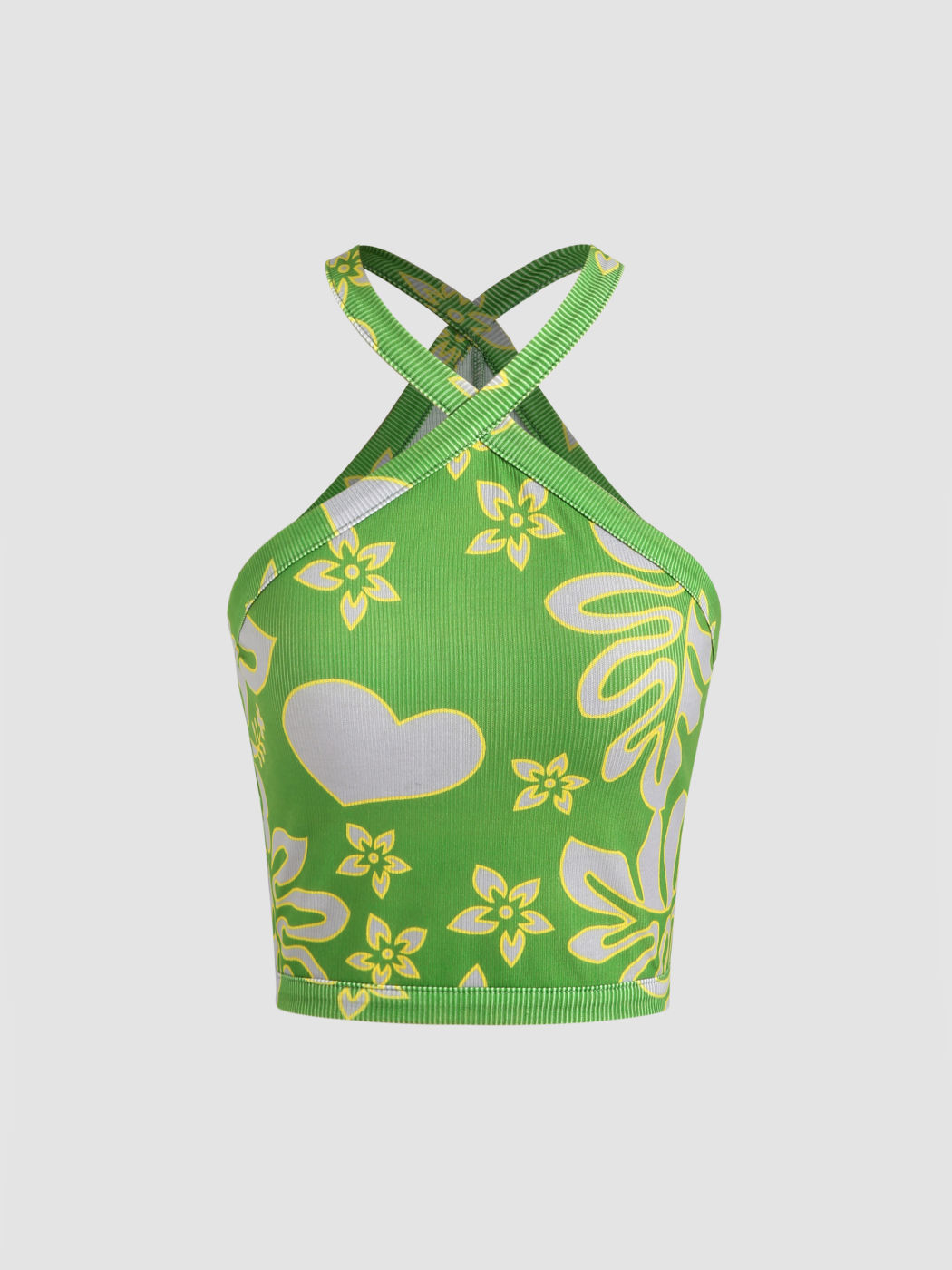 Crop-Tanktop mit Blumendruck