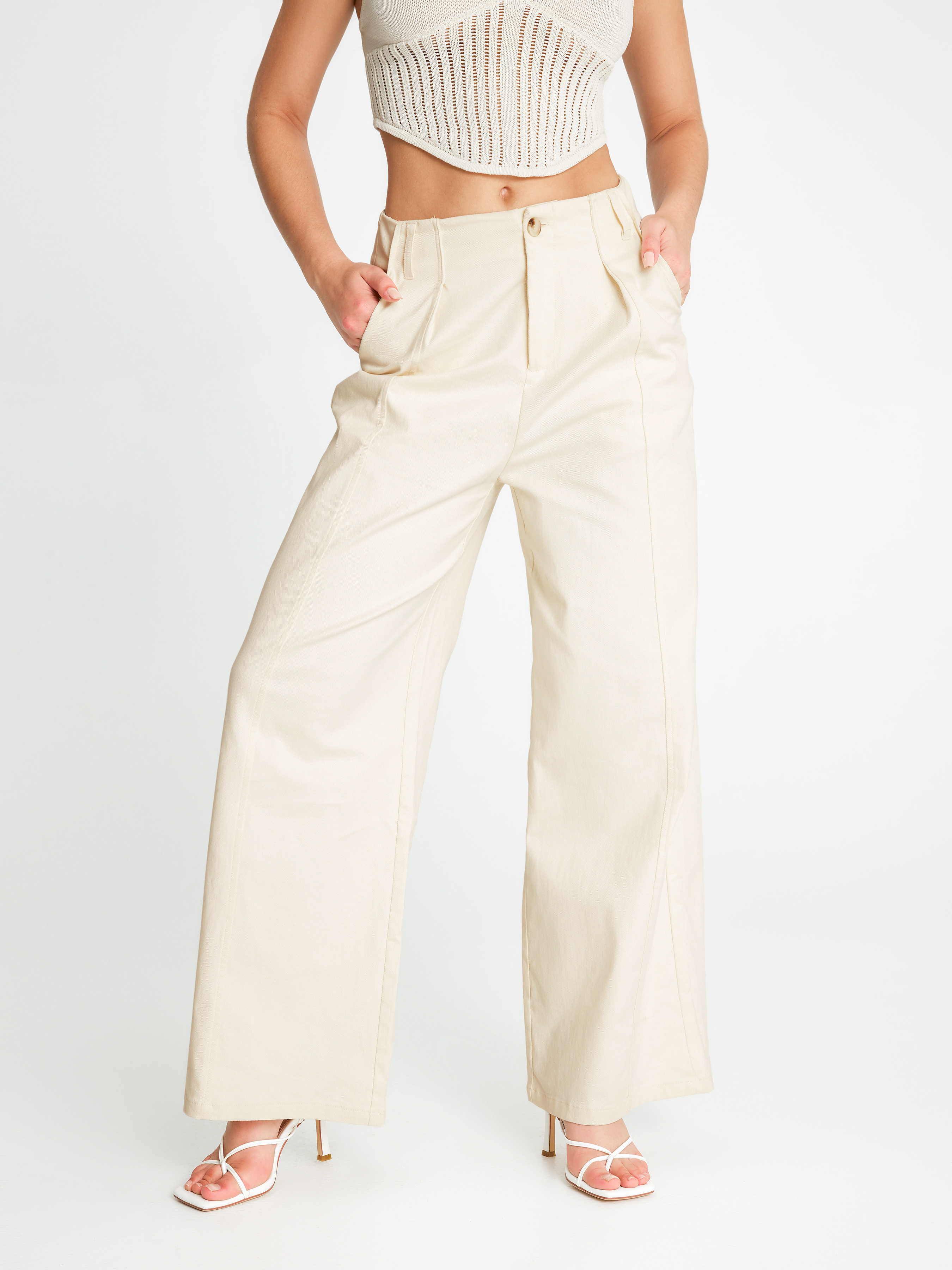 Solid Stitch Straight Leg Trousers - Cider
