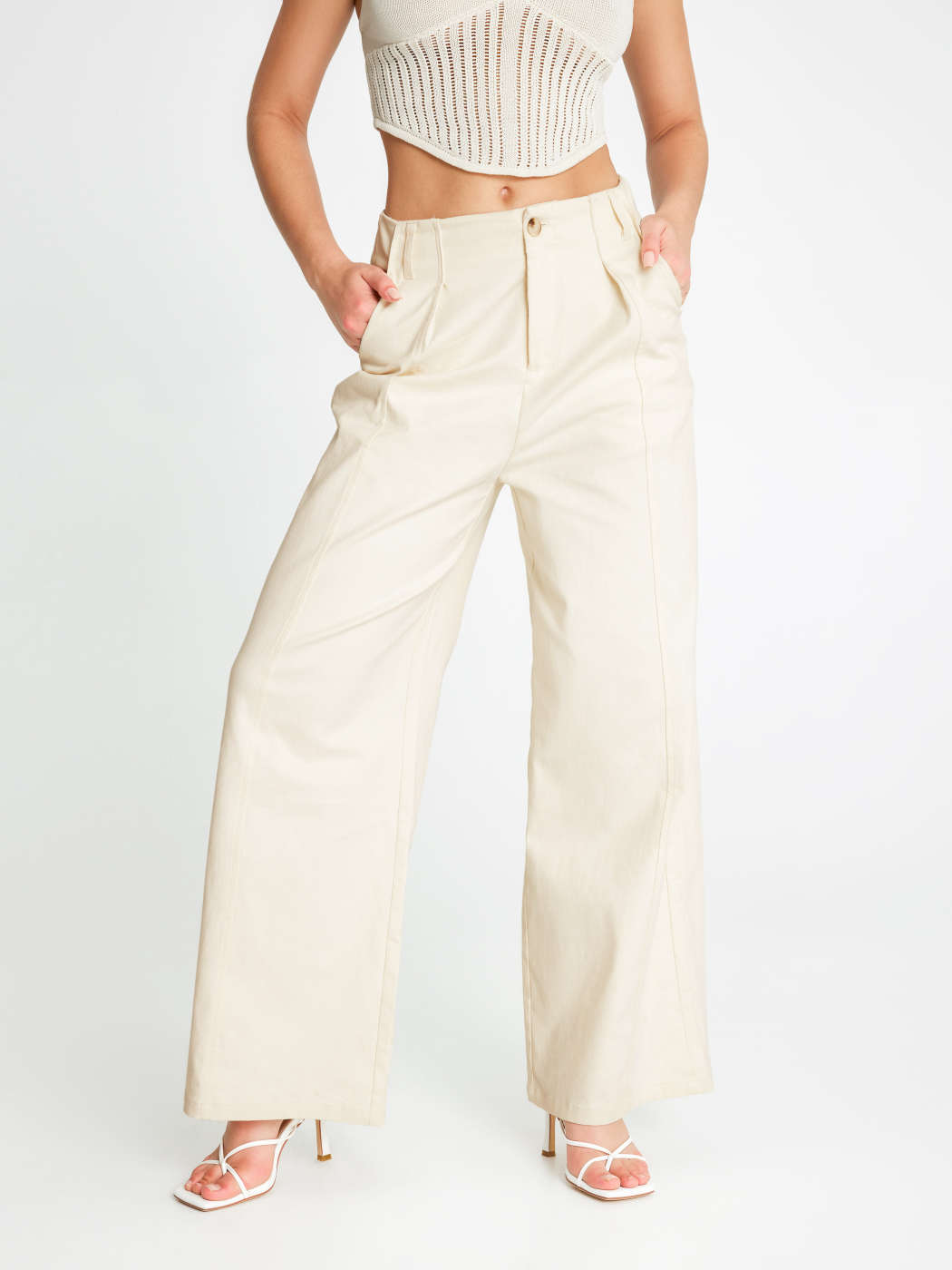 Solid Button Straight Leg Trousers - Cider