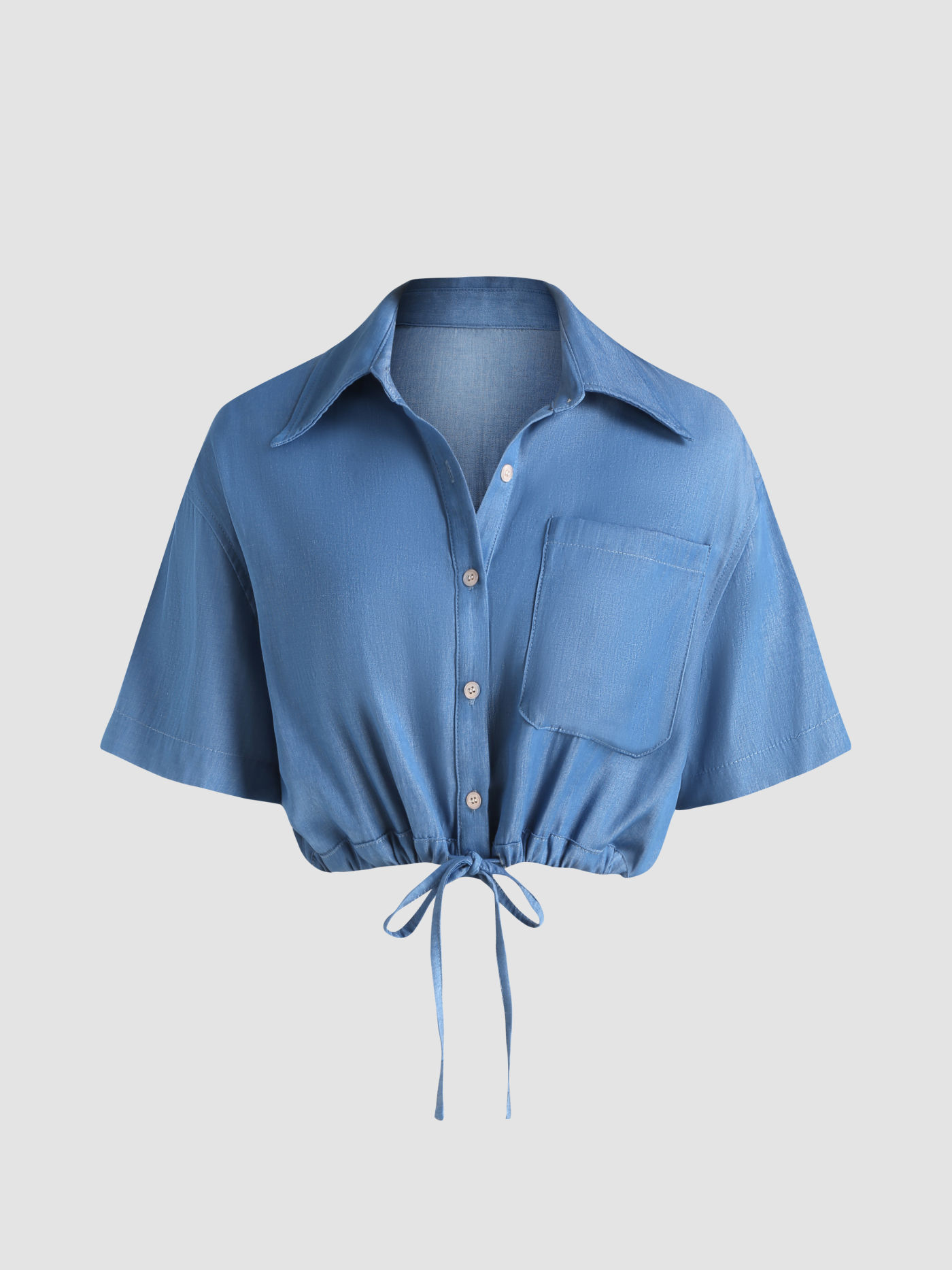  Denim Button Down Blouse