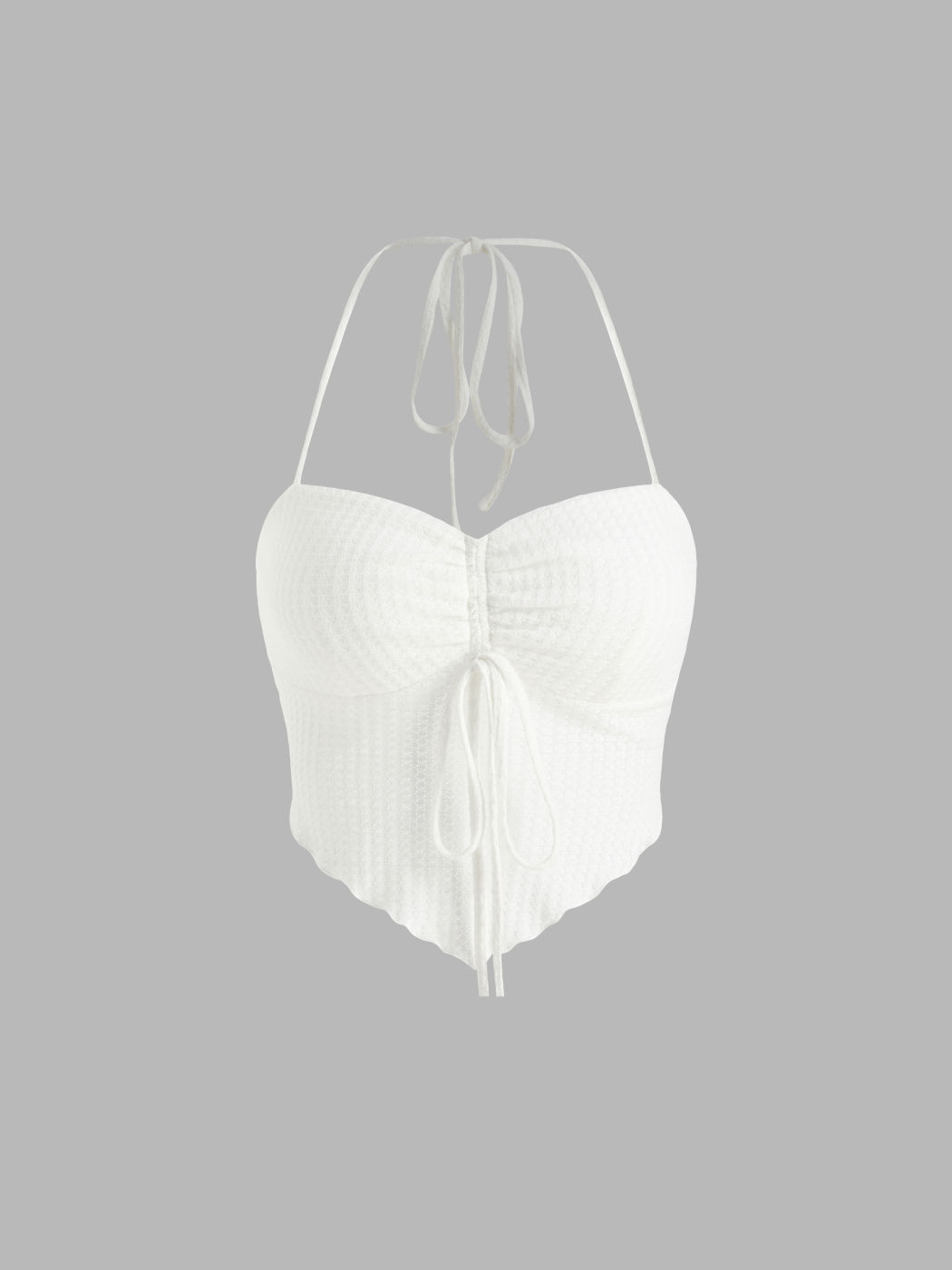 Texturiertes Halter-Crop-Top mit Zugverschluss