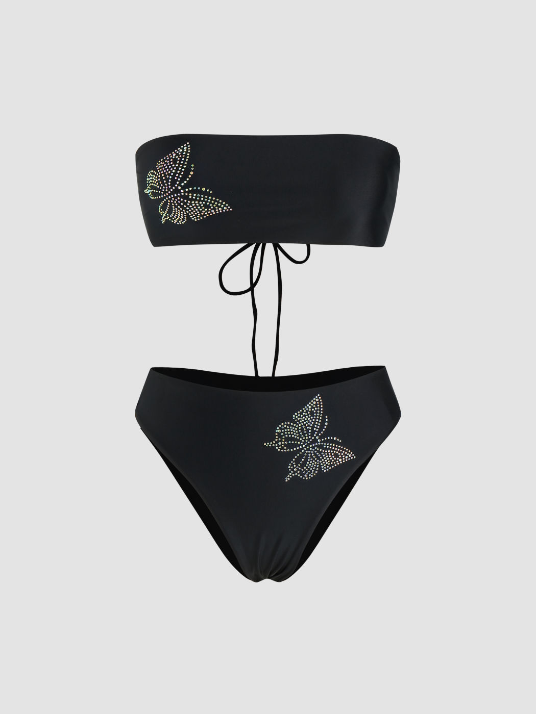 Butterfly Rhinestone Bandeau Bikini Swimsuit
