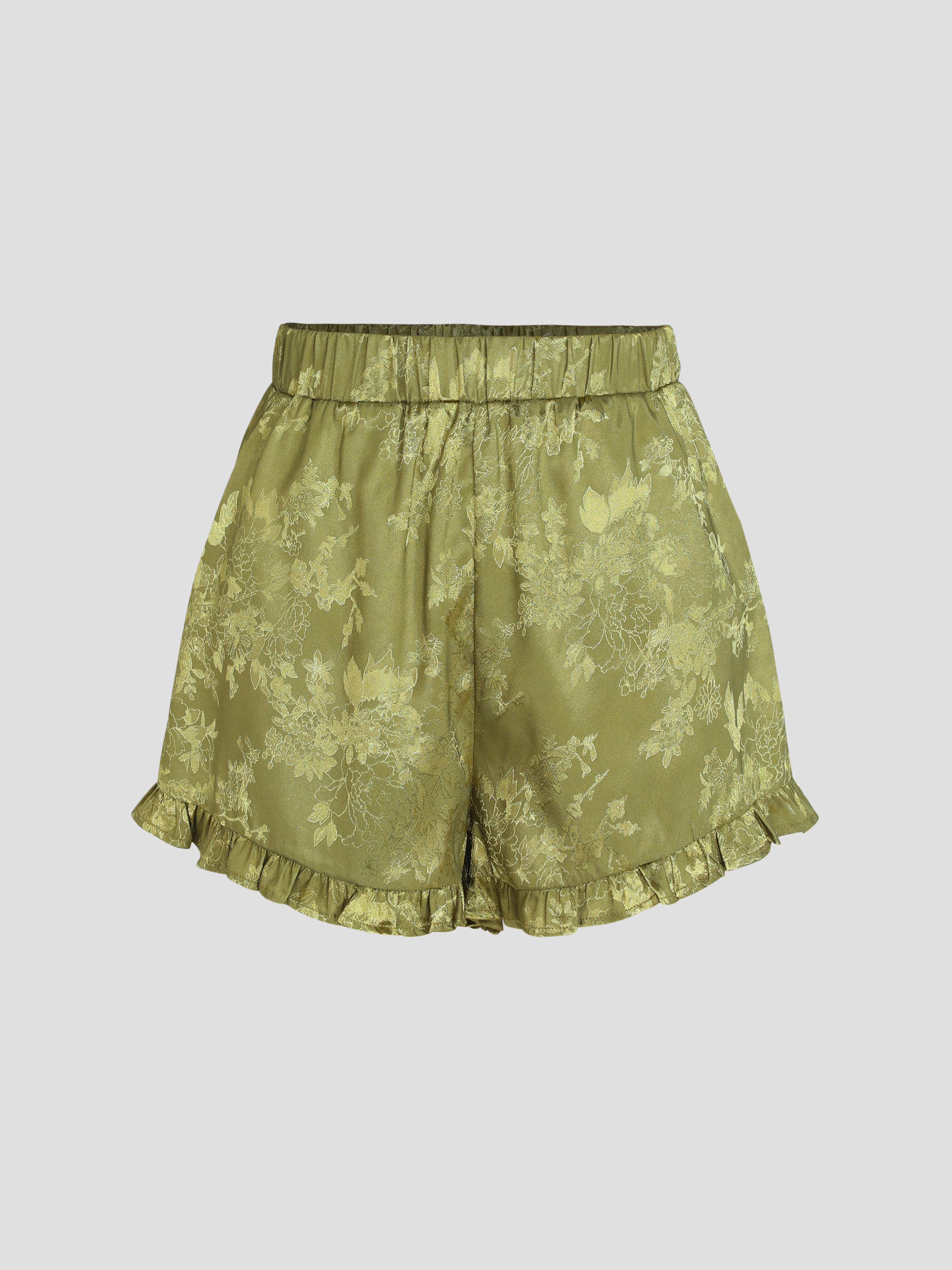 Floral Jacquard Pocket Mini Shorts - Cider