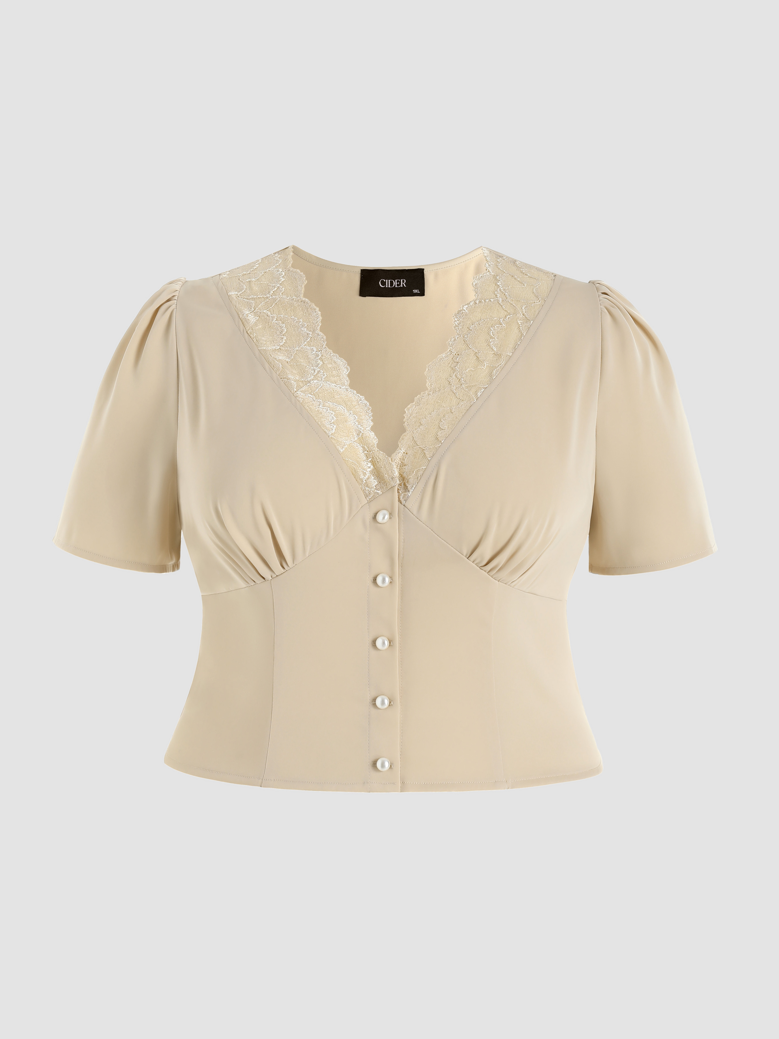 Curve And Plus Solid Lace Blouse Cider