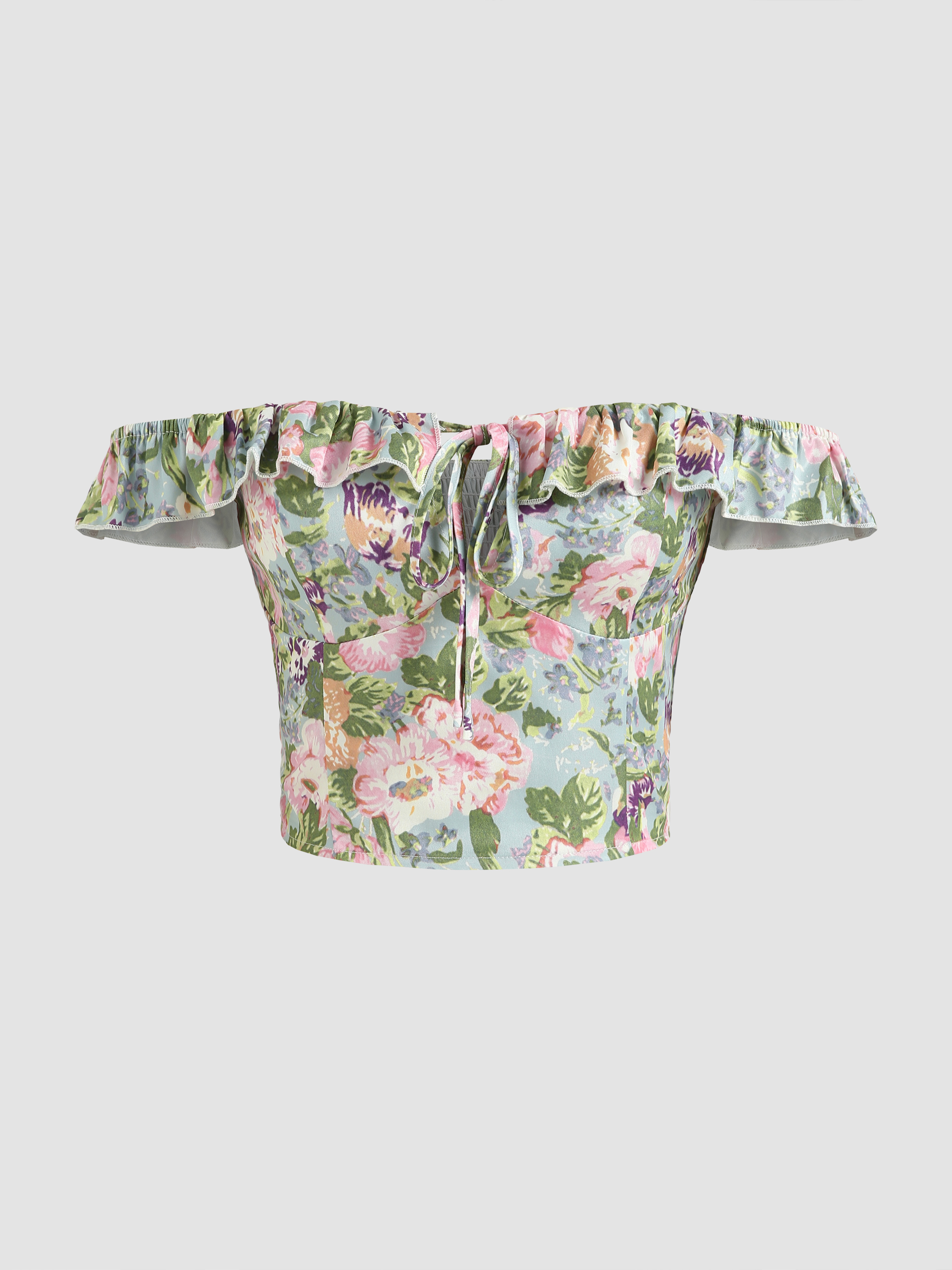 Floral Ruffle Offshoulder Top Cider