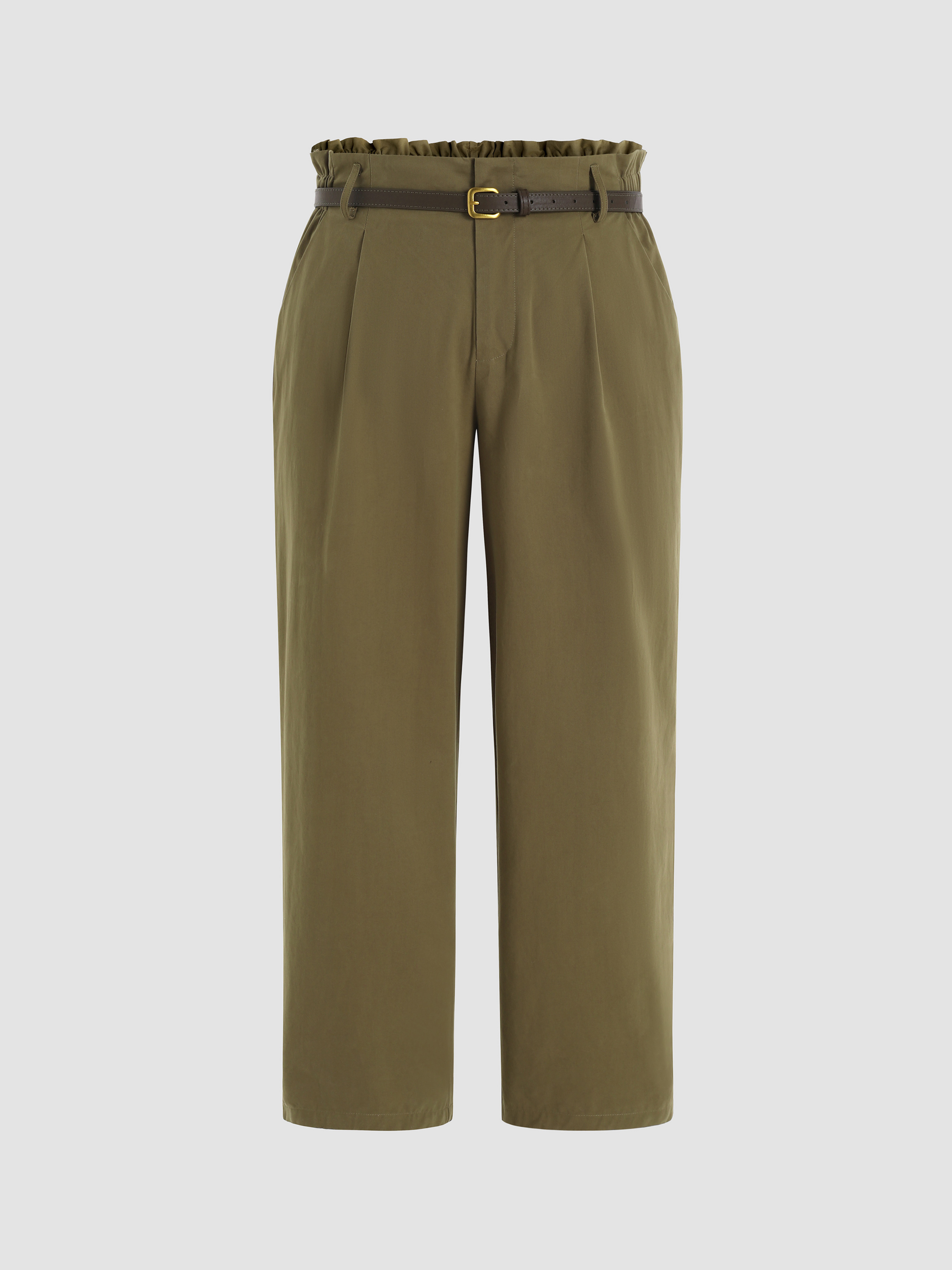 Curve & Plus Solid Elastic Waist Trousers With Belt