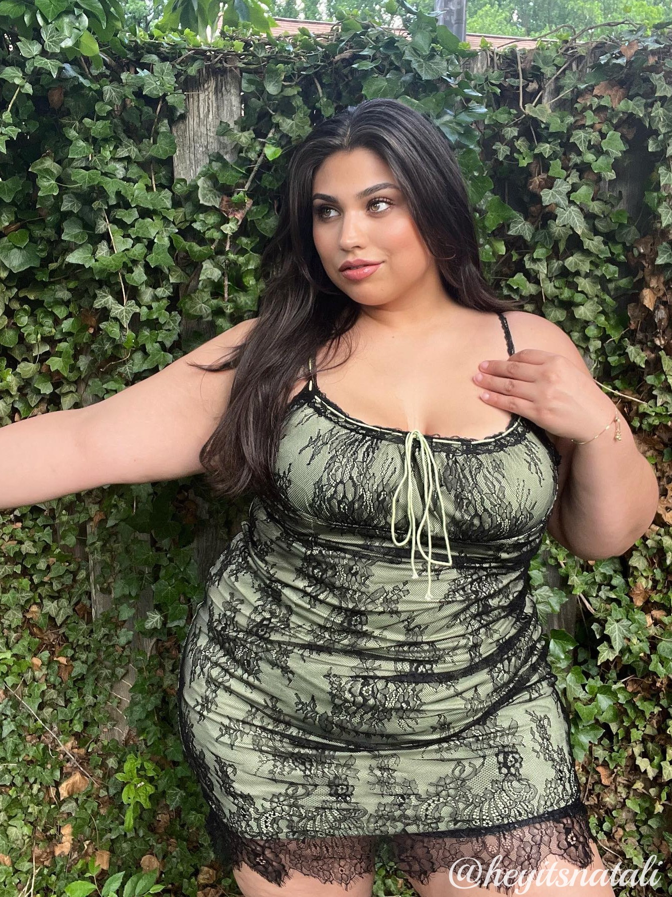 Curve&Plus Lace Knot Front Cami Dress Cider