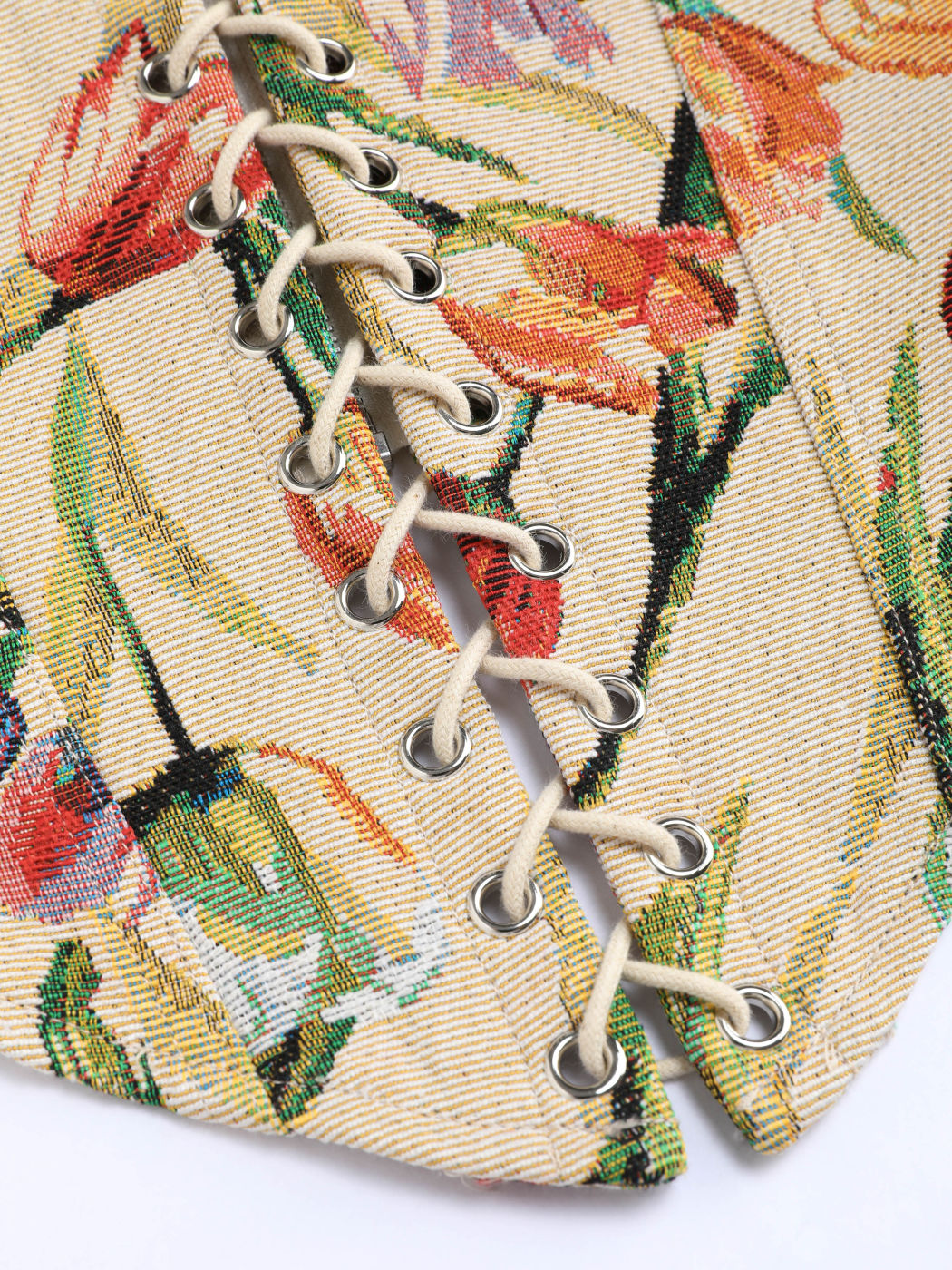 Korsett-Tanktop mit Blumenschnürung
