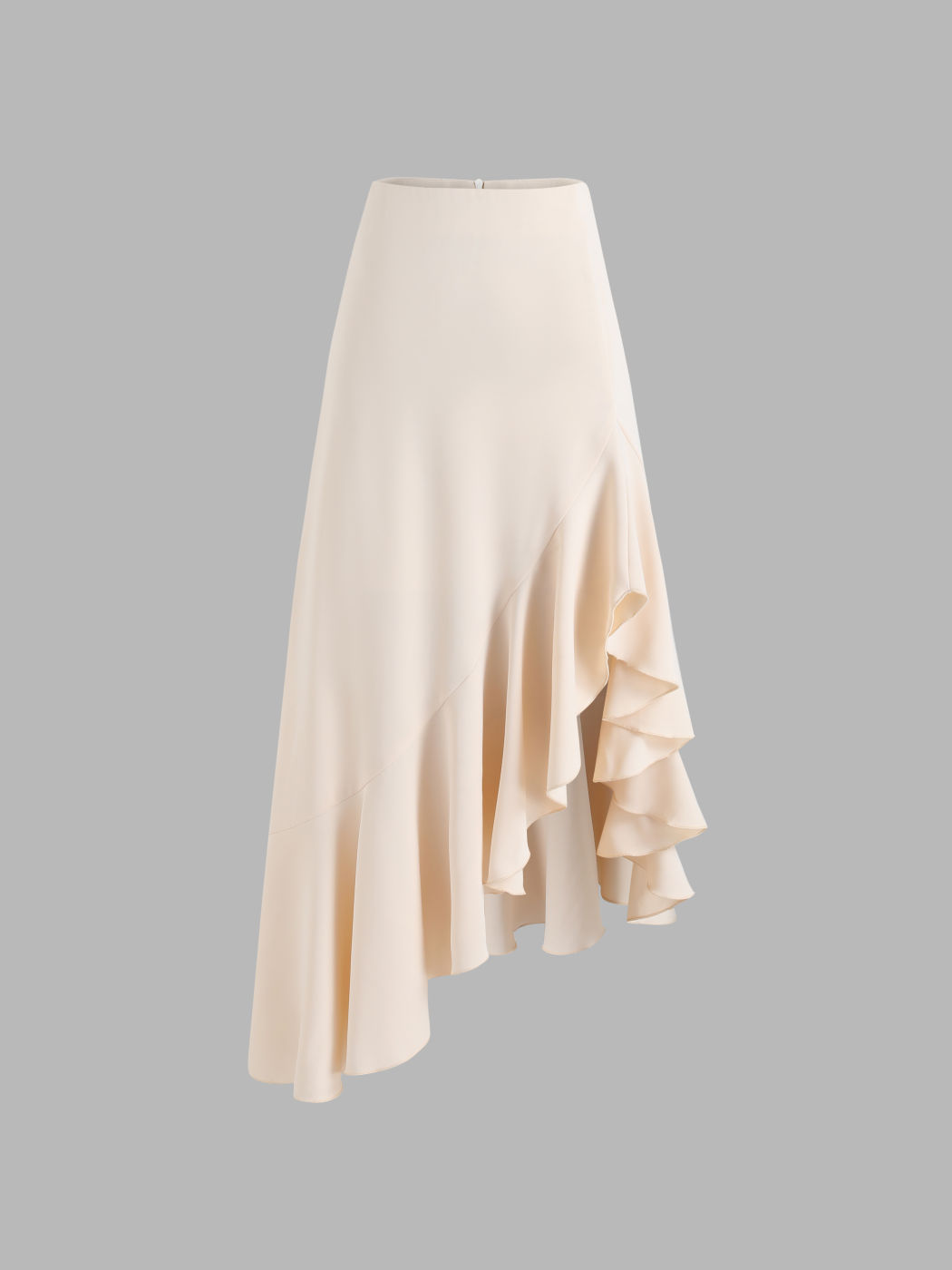 Asymmetrical Ruffle Hem Midi Skirt