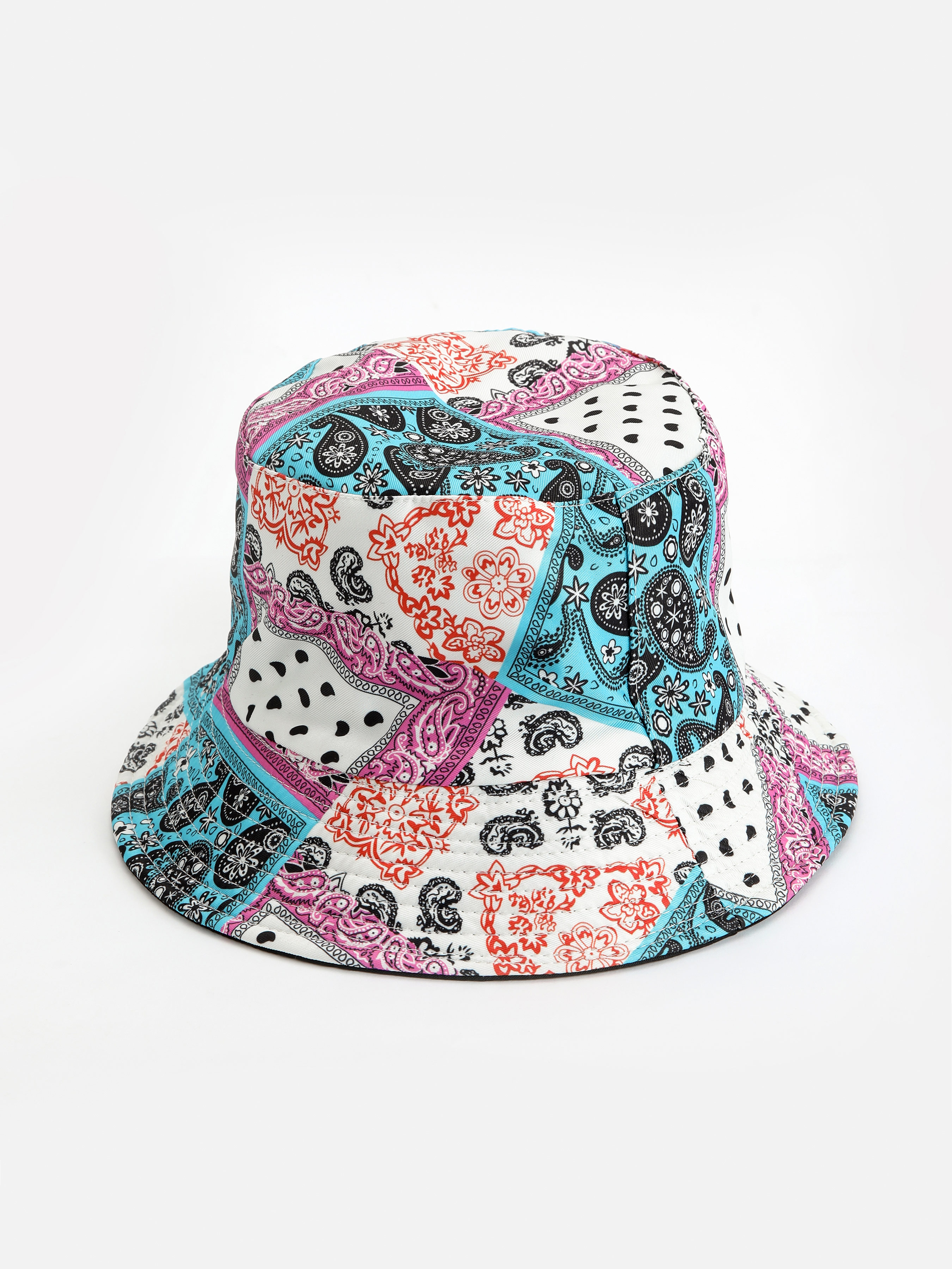 Contrast Paisley Floral Hat - Cider