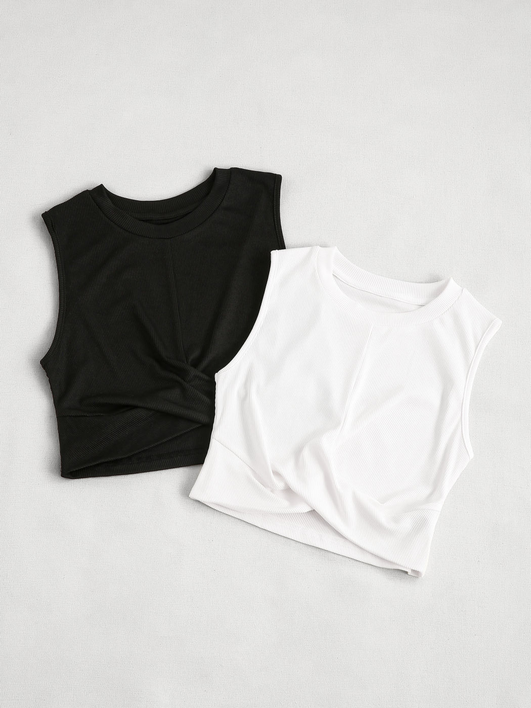  2er Pack Solid Rundhalsausschnitt Crop Top Kurve & Plus