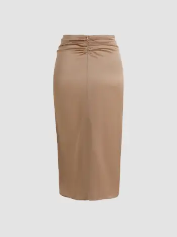 Gonna midi con spacco frontale in raso