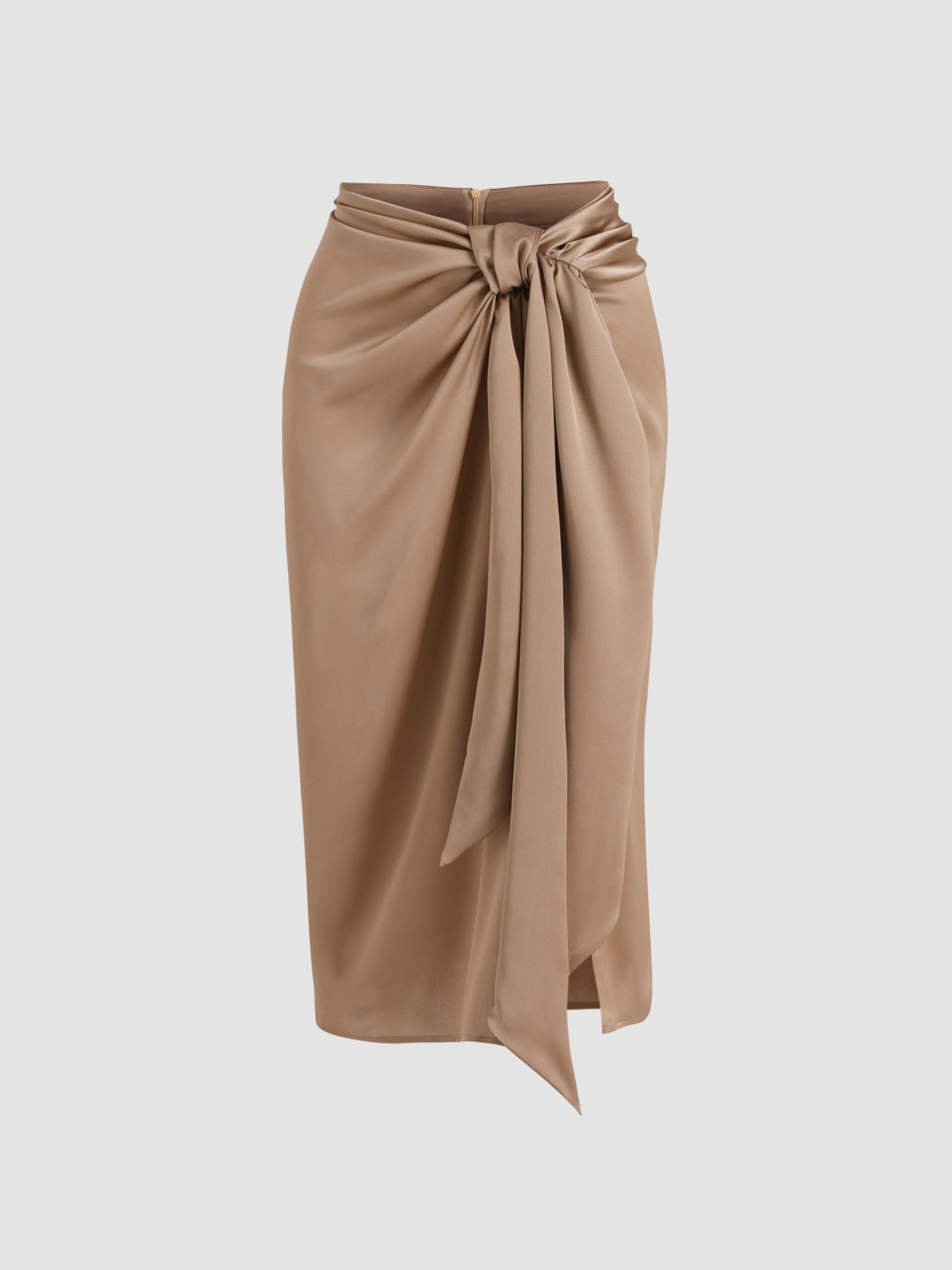  Satin Krawattenfront Schlitz Midirock