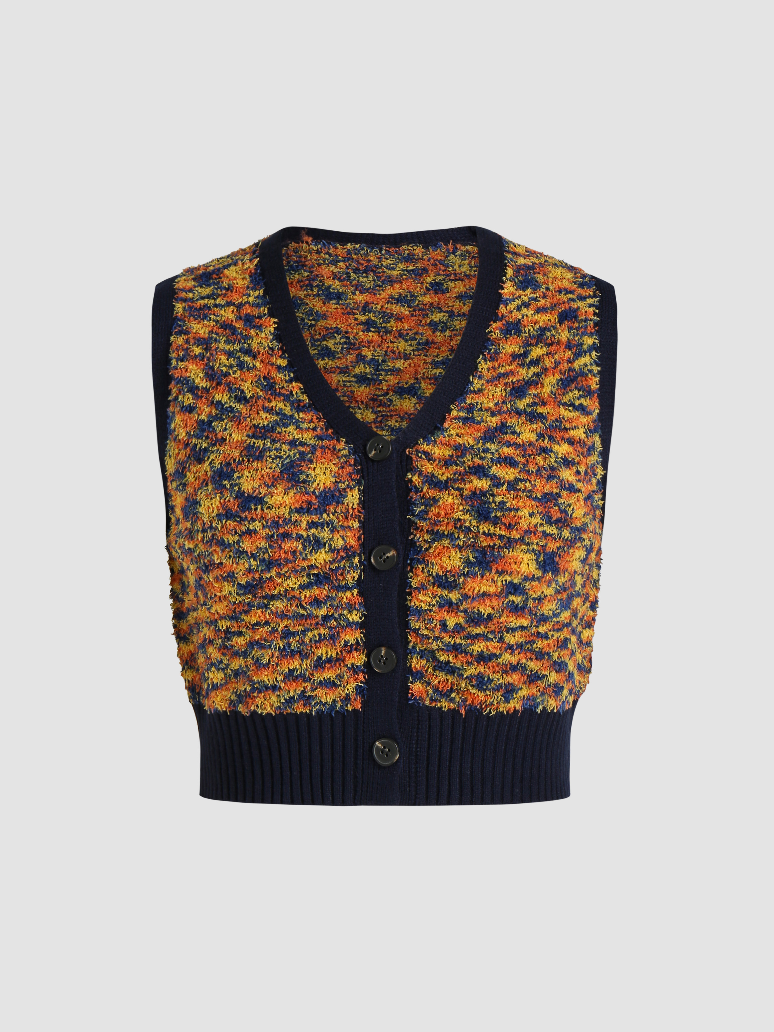 Contrasting Trim Sweater Vest Cider