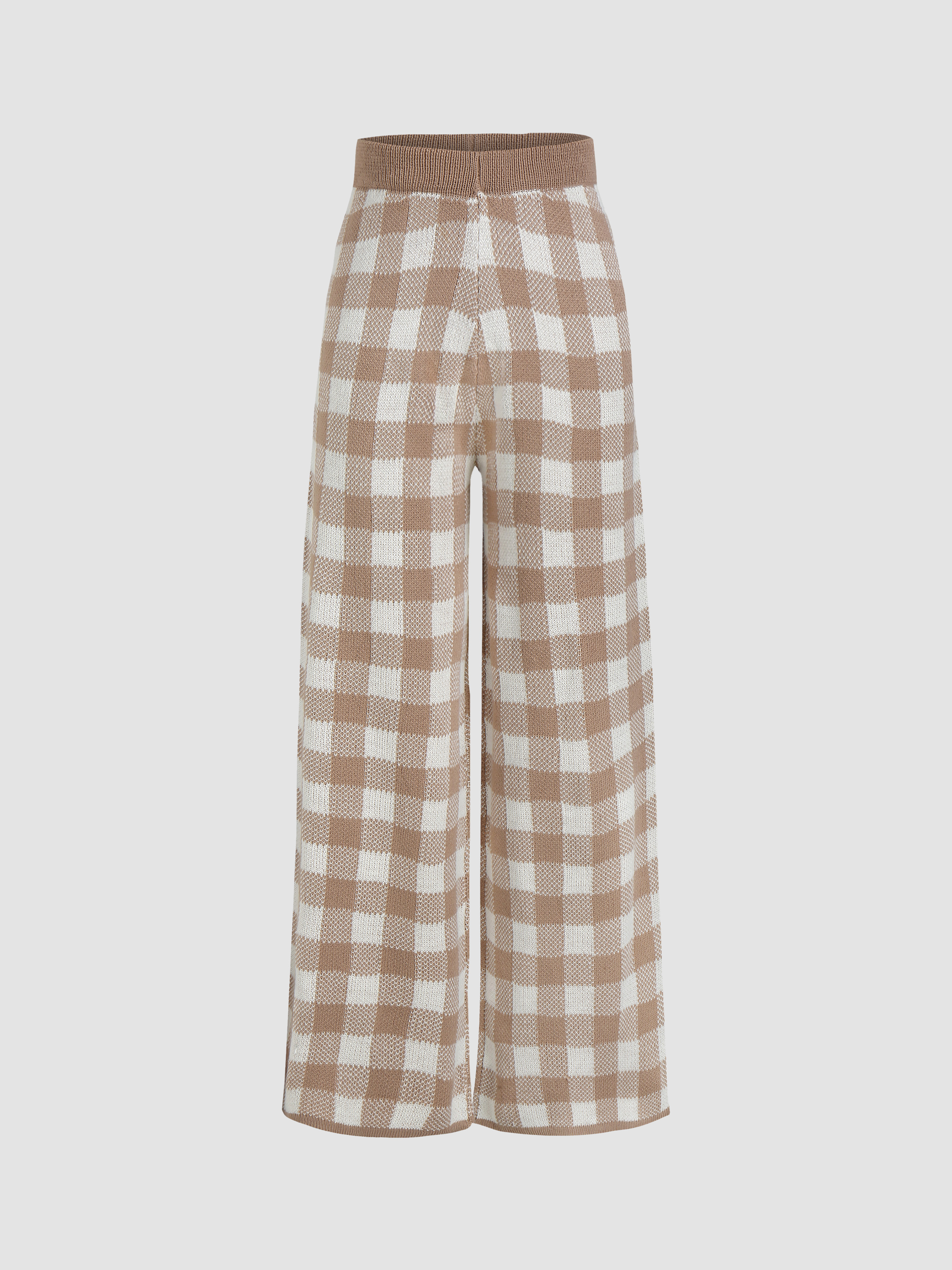 Knit Check Pants For School Daily Casual