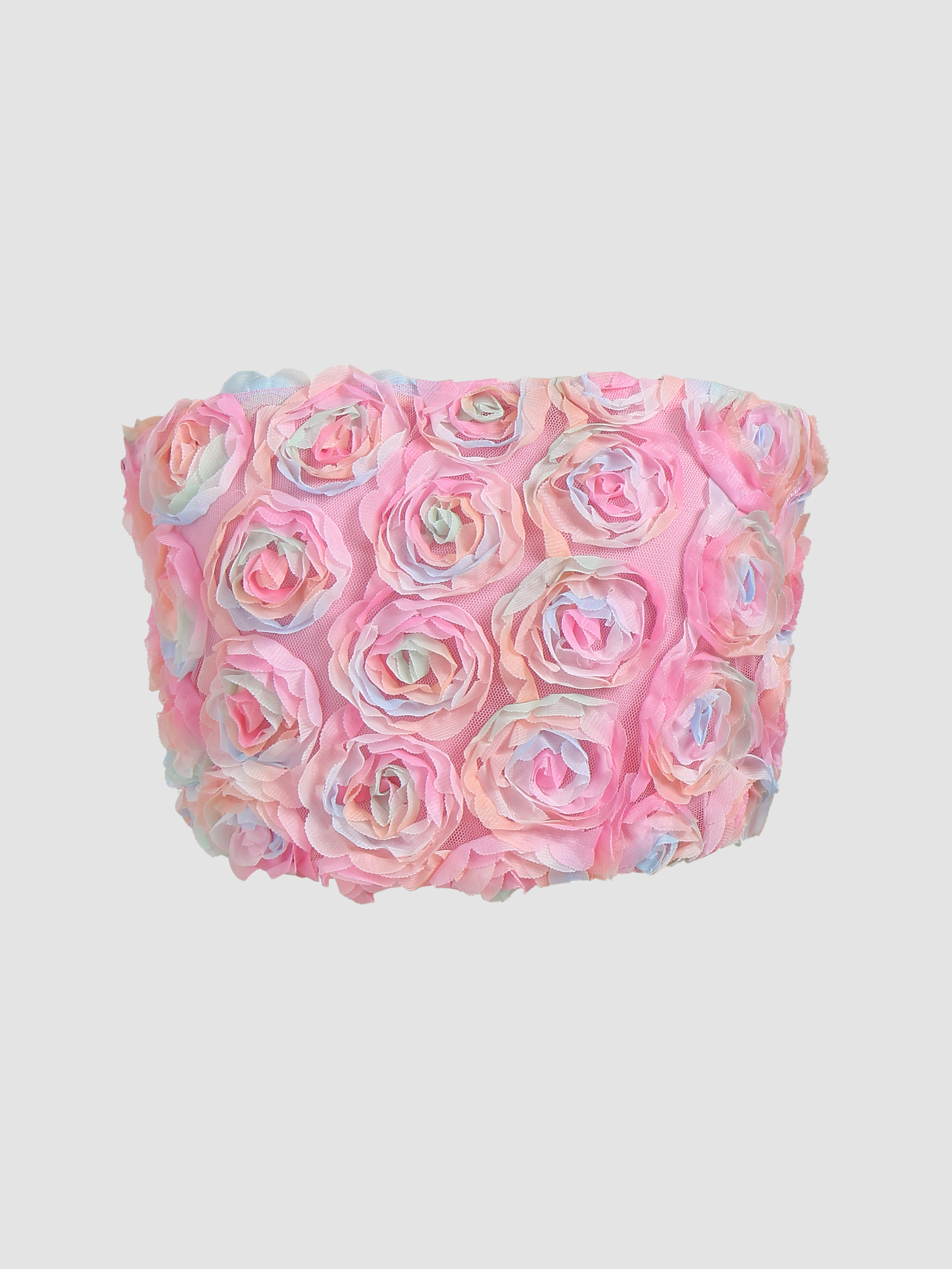 Sugar Kiss Floral Strapless Crop Top Cider