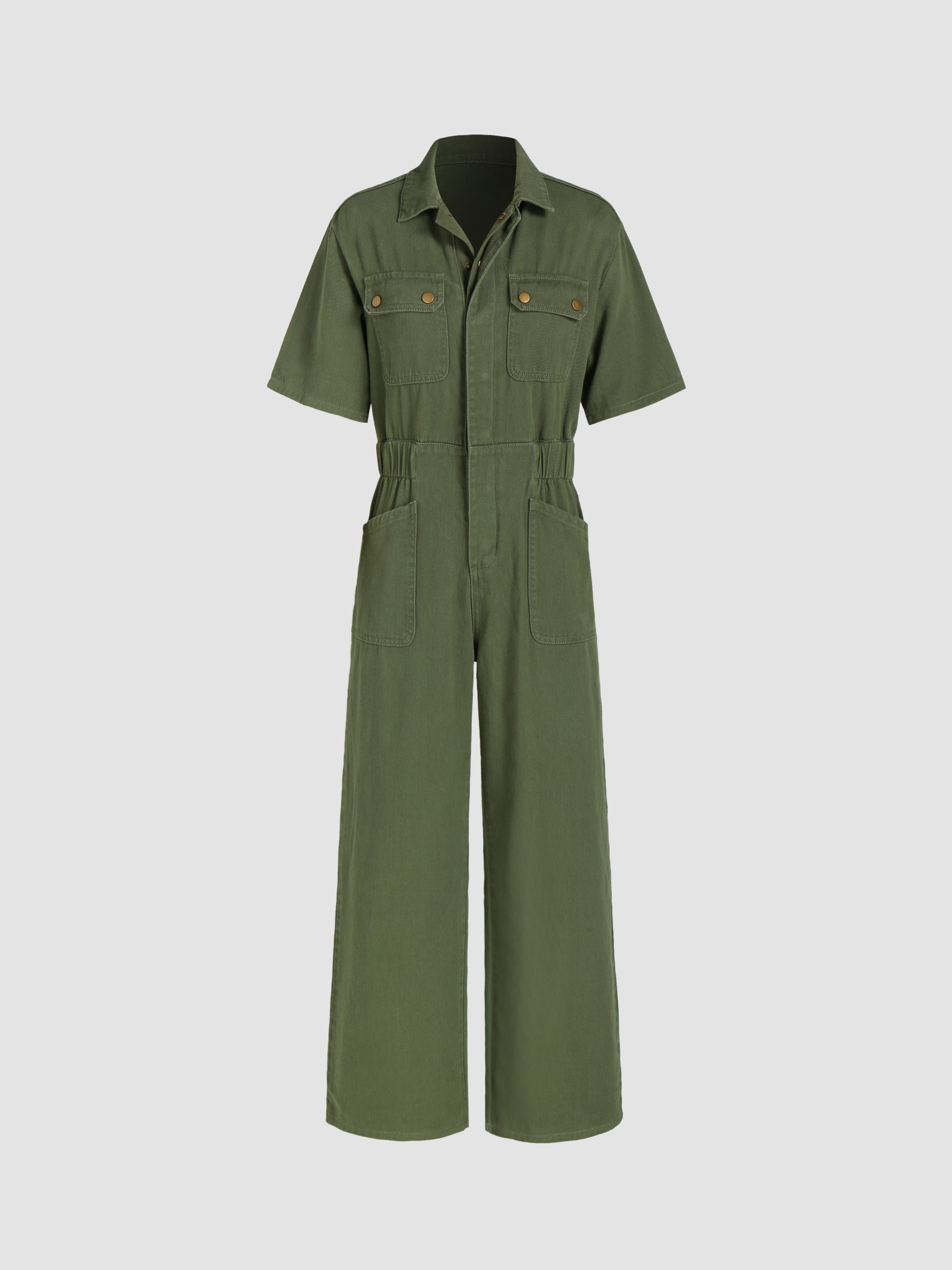 Denim Short Sleeve Jumpsuit Cider