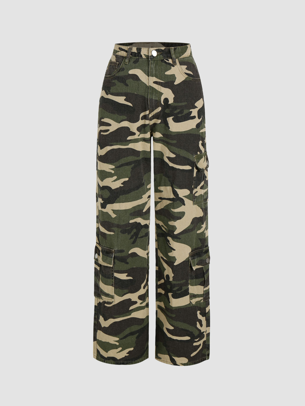 Camouflage Print Straight Leg Cargo Pants
