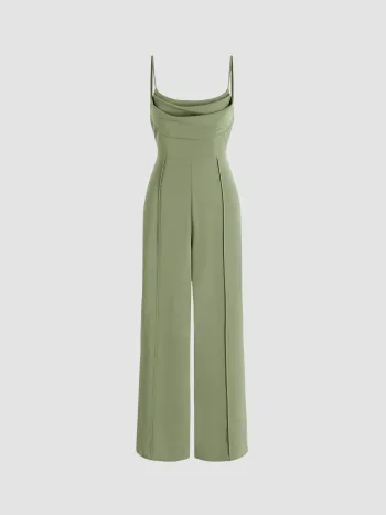 Solid Cowl Neck Stitch Overall