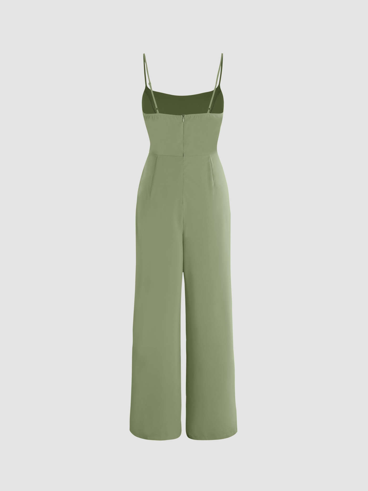 Woven Solid Cowl Neck Stitch Jumpsuit For Daily Casual Exhibition Vacation