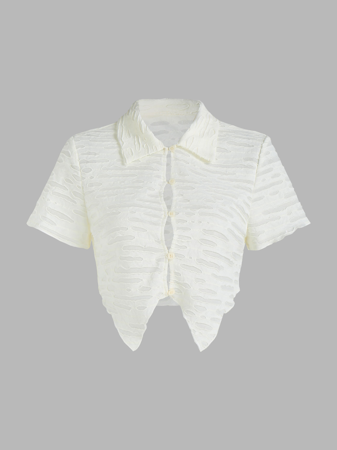 Crop top à manches courtes avec boutons