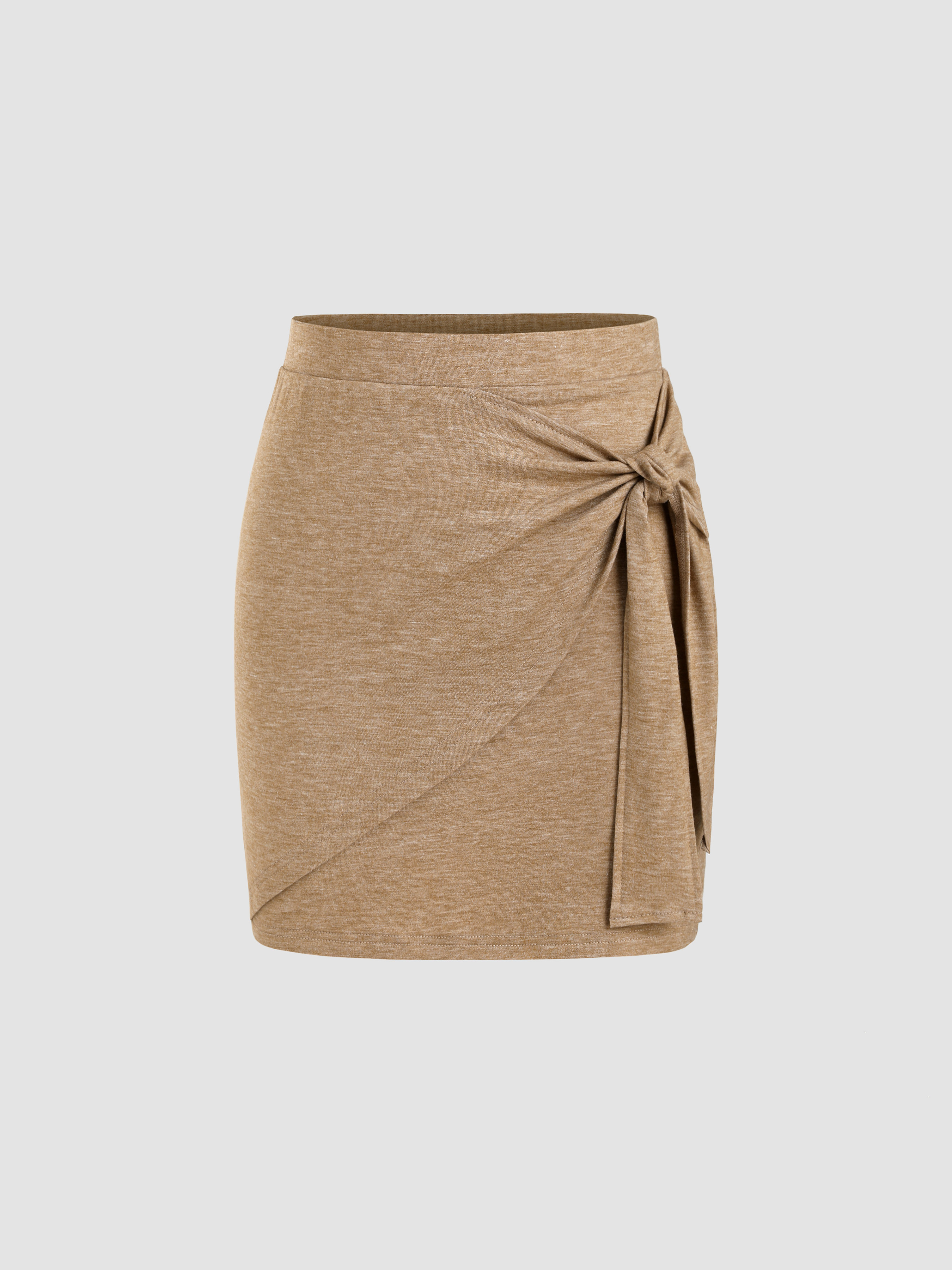 Solid Tie Mini Skirt Cider