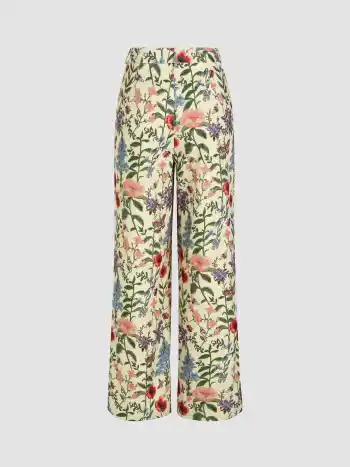 Floral Print Weite Hosen