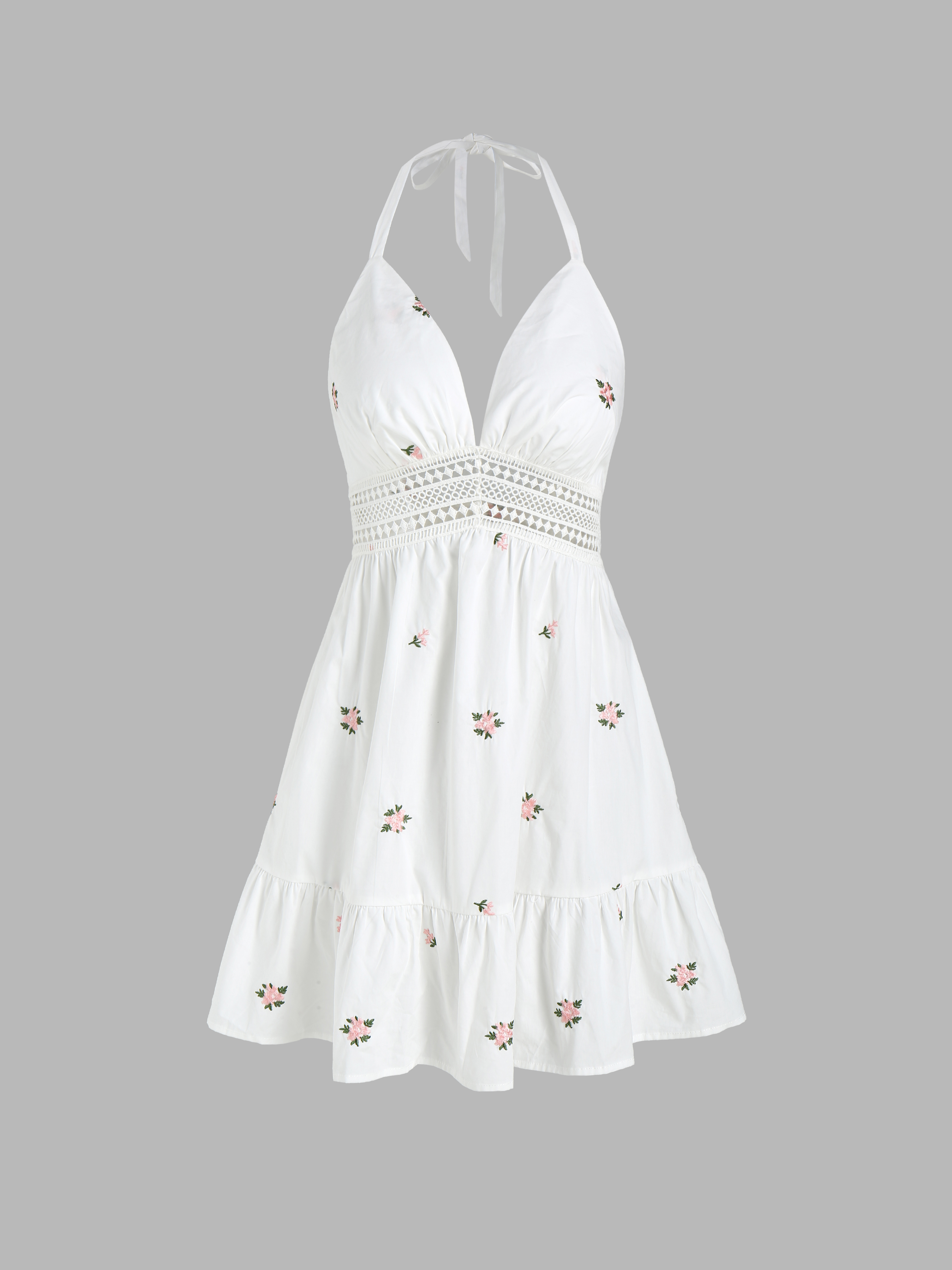 Hoco Dress Homecoming Floral Ruffles Halter V-neck Mini