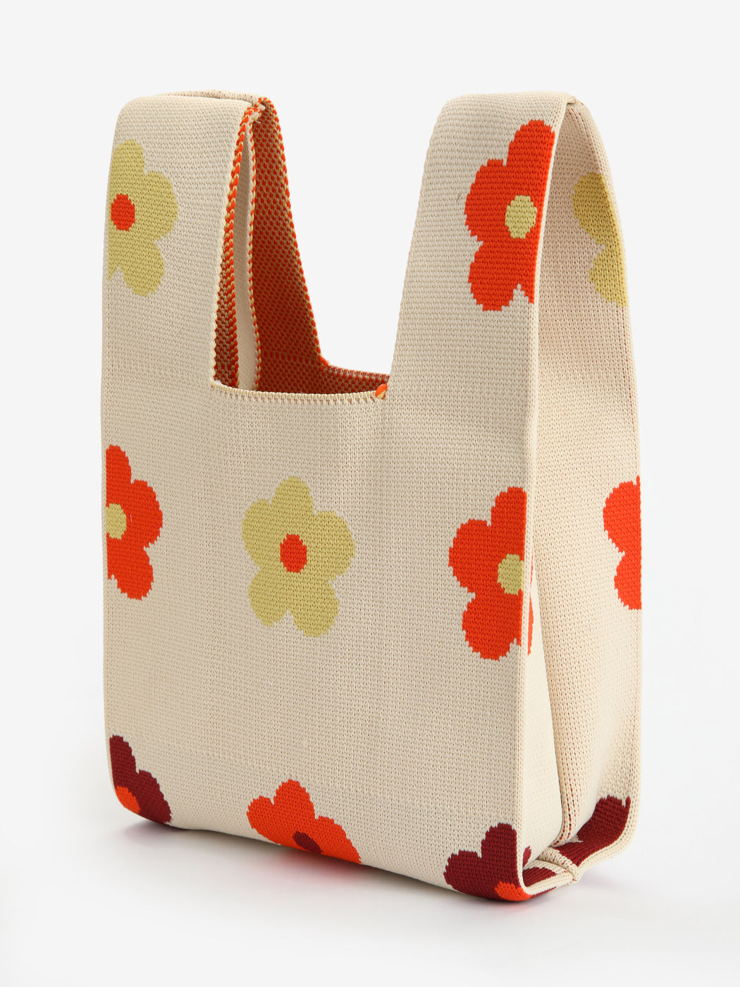 Floral Knit Bucket Bag Cider