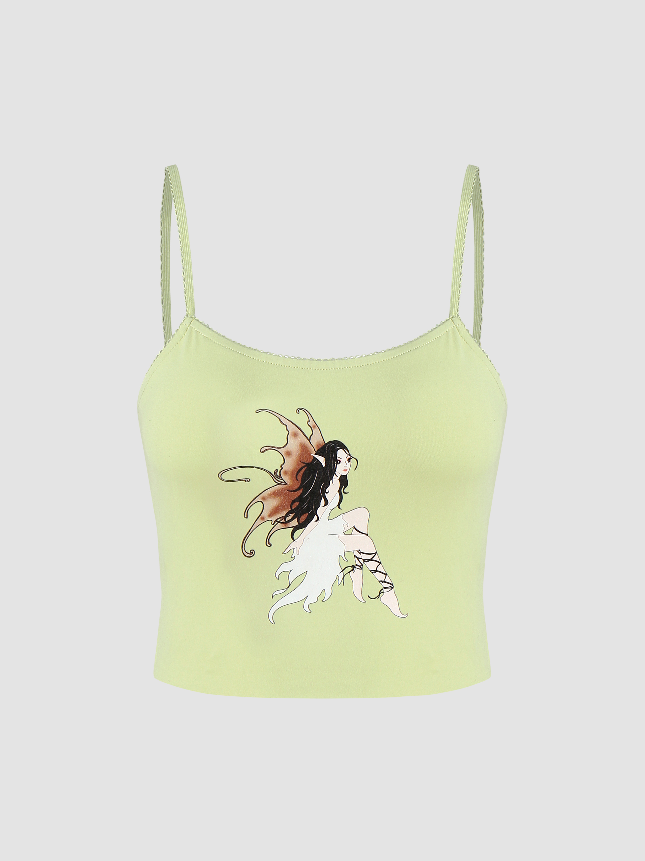 CIDER Figure Graphic Crop Tank Top – Stretchy Knit, Round Neck, Sleeveless - View #3