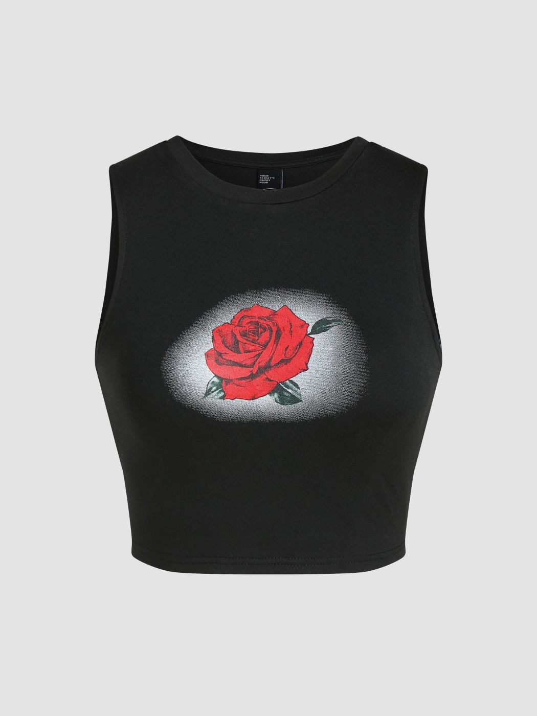 Rebel Rose Graphic Cropped Tank Top