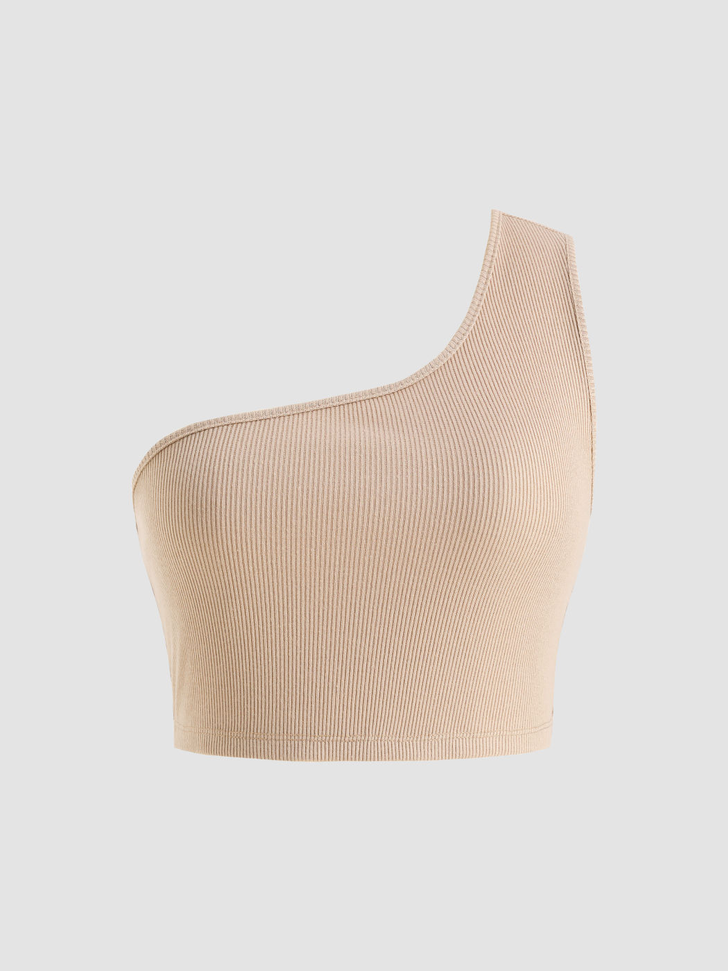 Solid Rib One Shoulder Crop Top