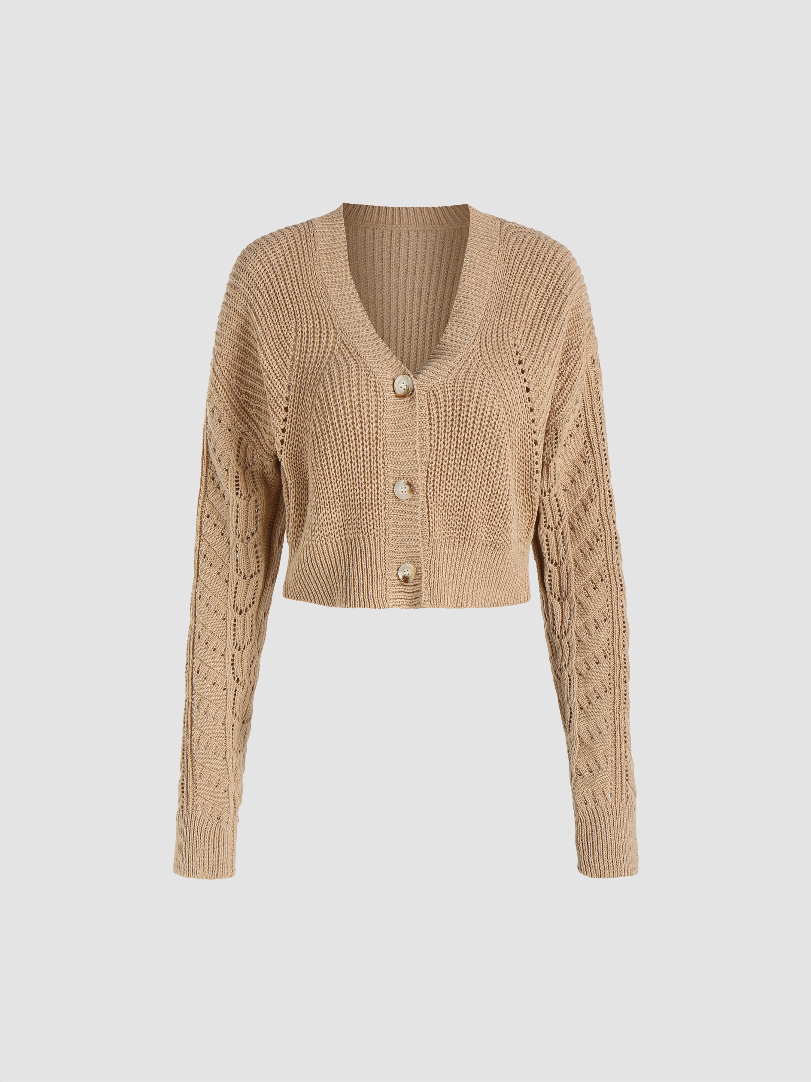 Solid Knit Button Down Cardigan Cider