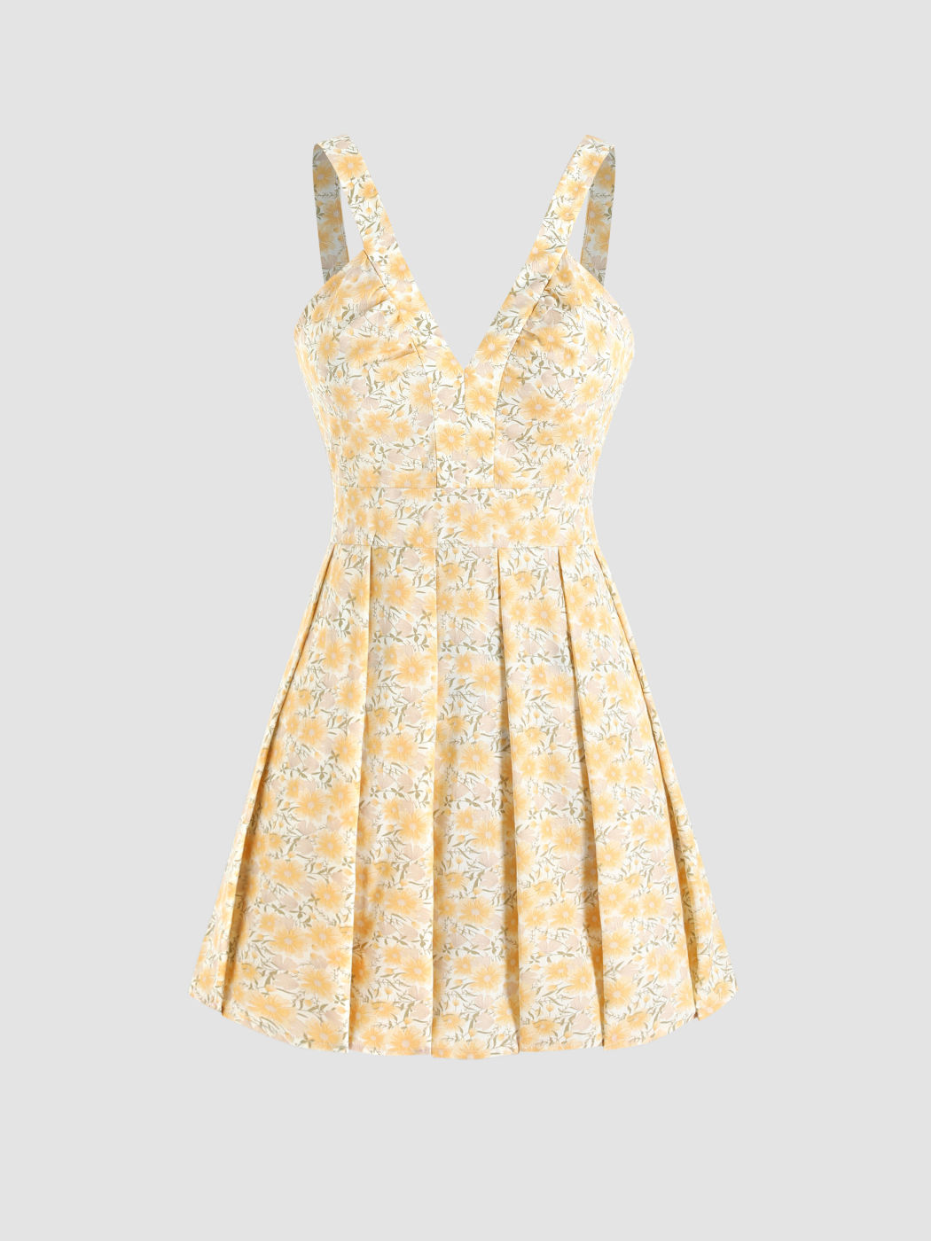 Plissiertes Minikleid mit kleinem Blumenmuster
