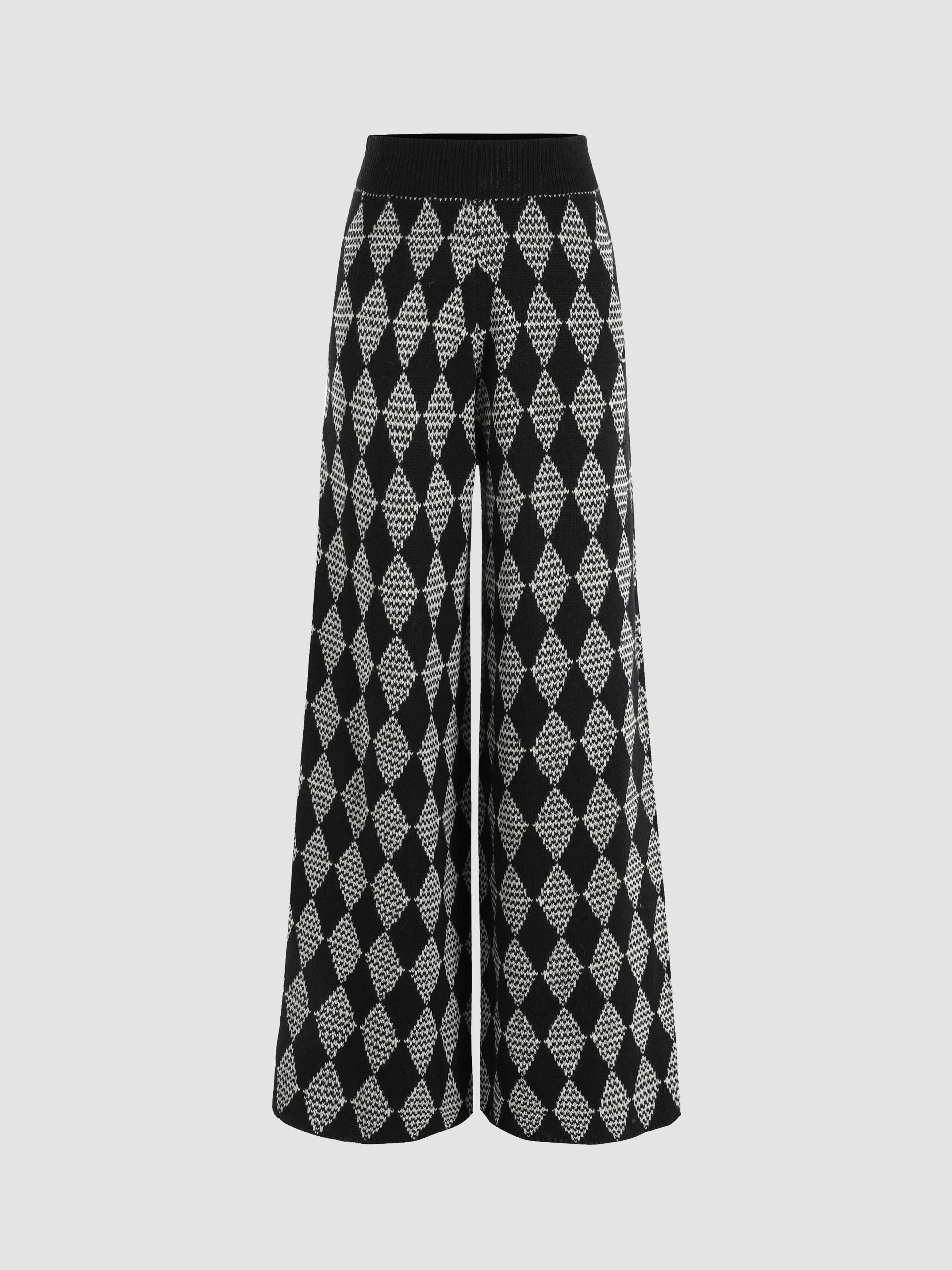 Argyle Pattern Knit Pants Cider