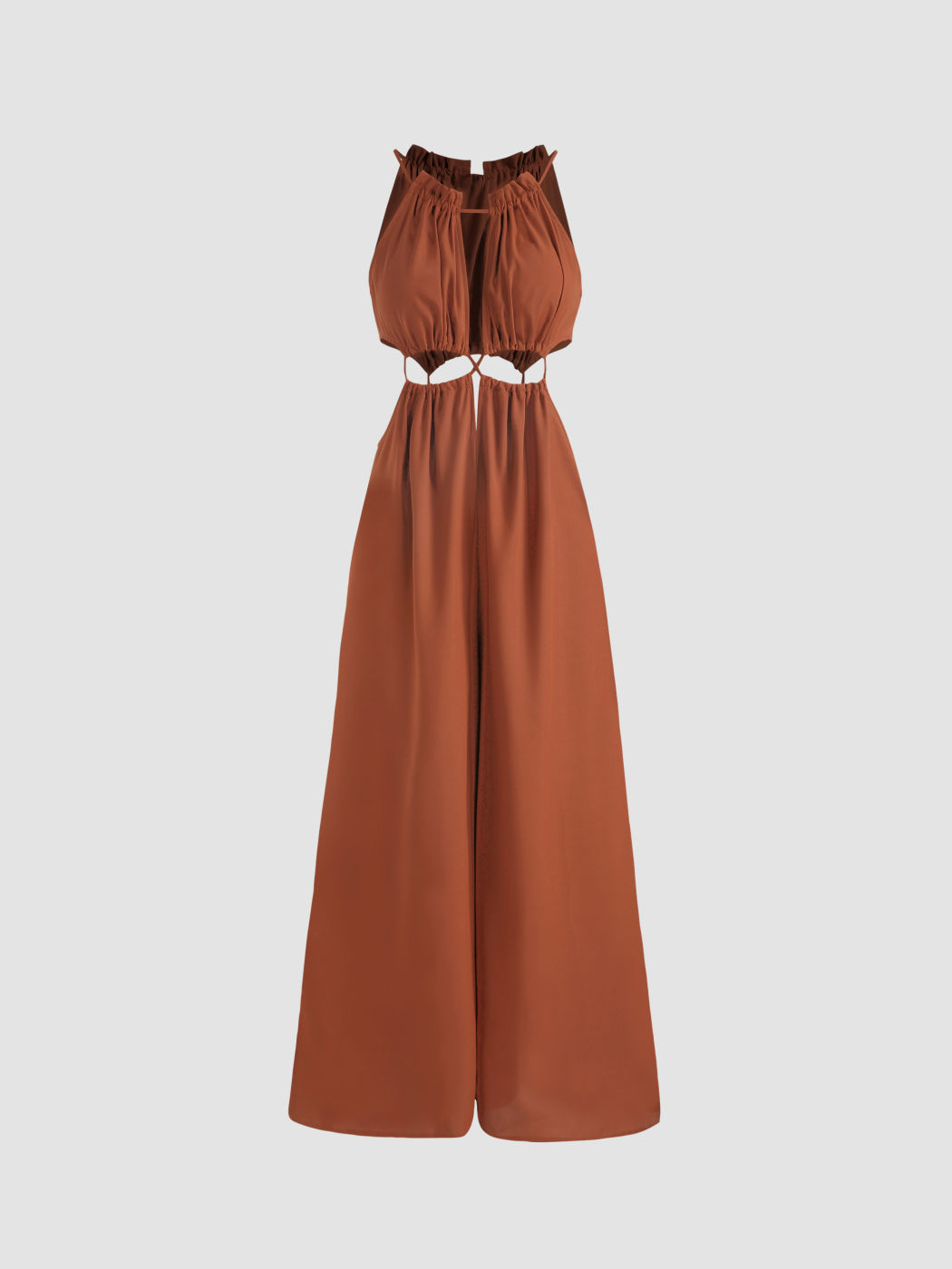 Einfarbiger, geknoteter Jumpsuit mit ausgeschnittenem Schnitt