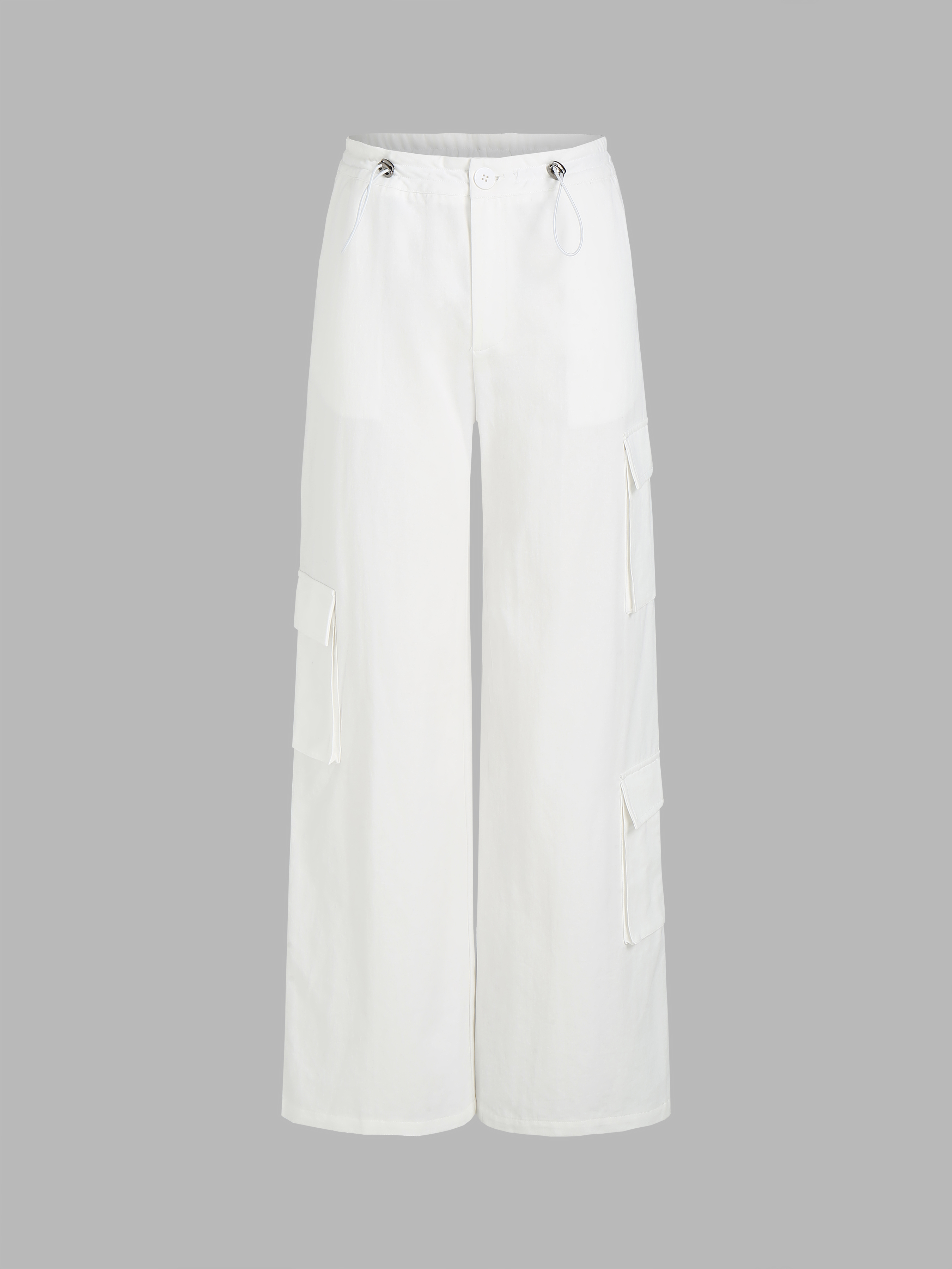 Solid Drawstring Cargo Pants Cider