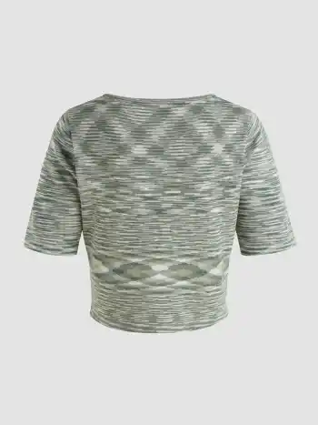  Gestreiftes Strick-Top mit Schnalle