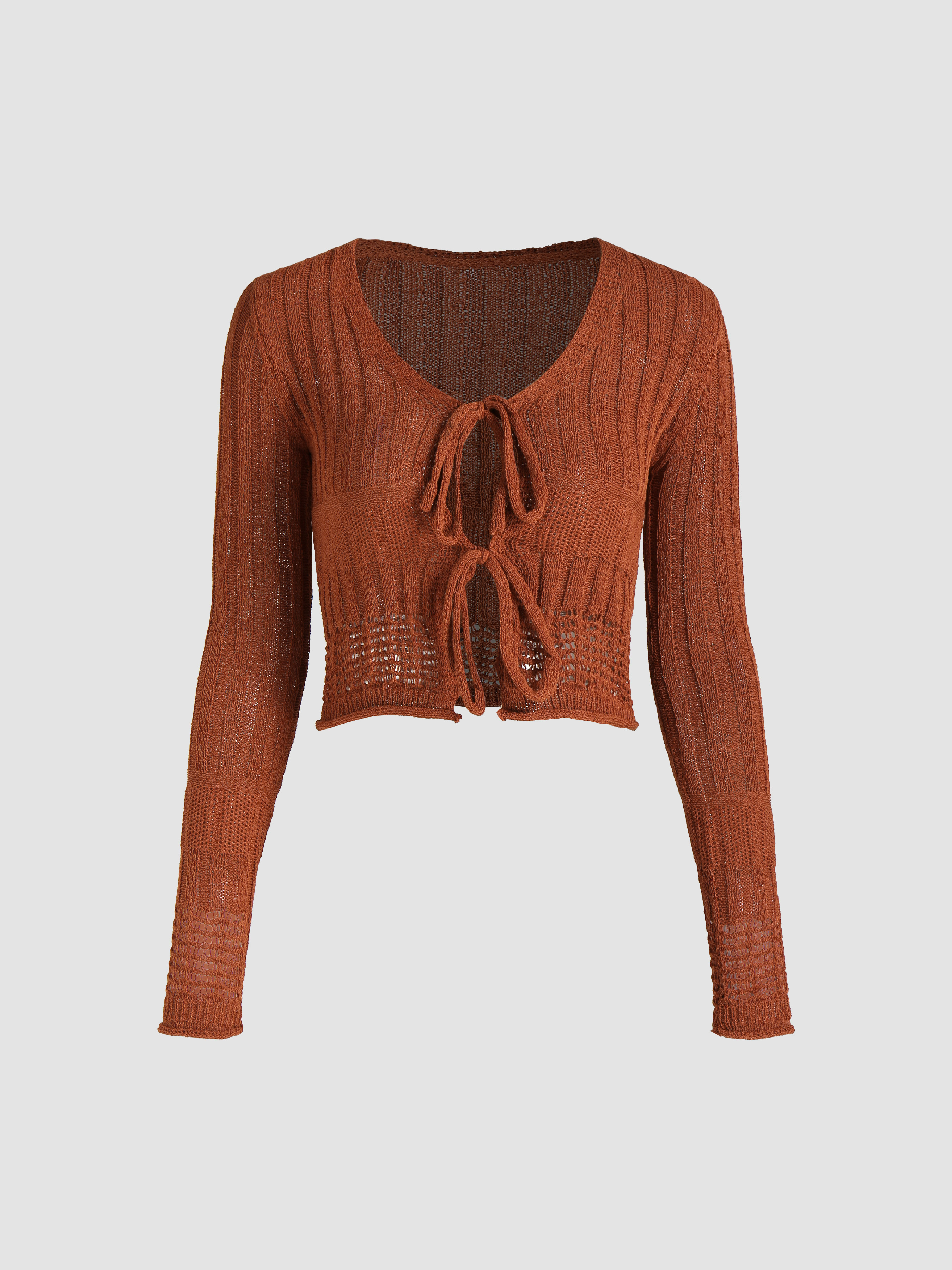 Knotted Solid Cardigan Cider