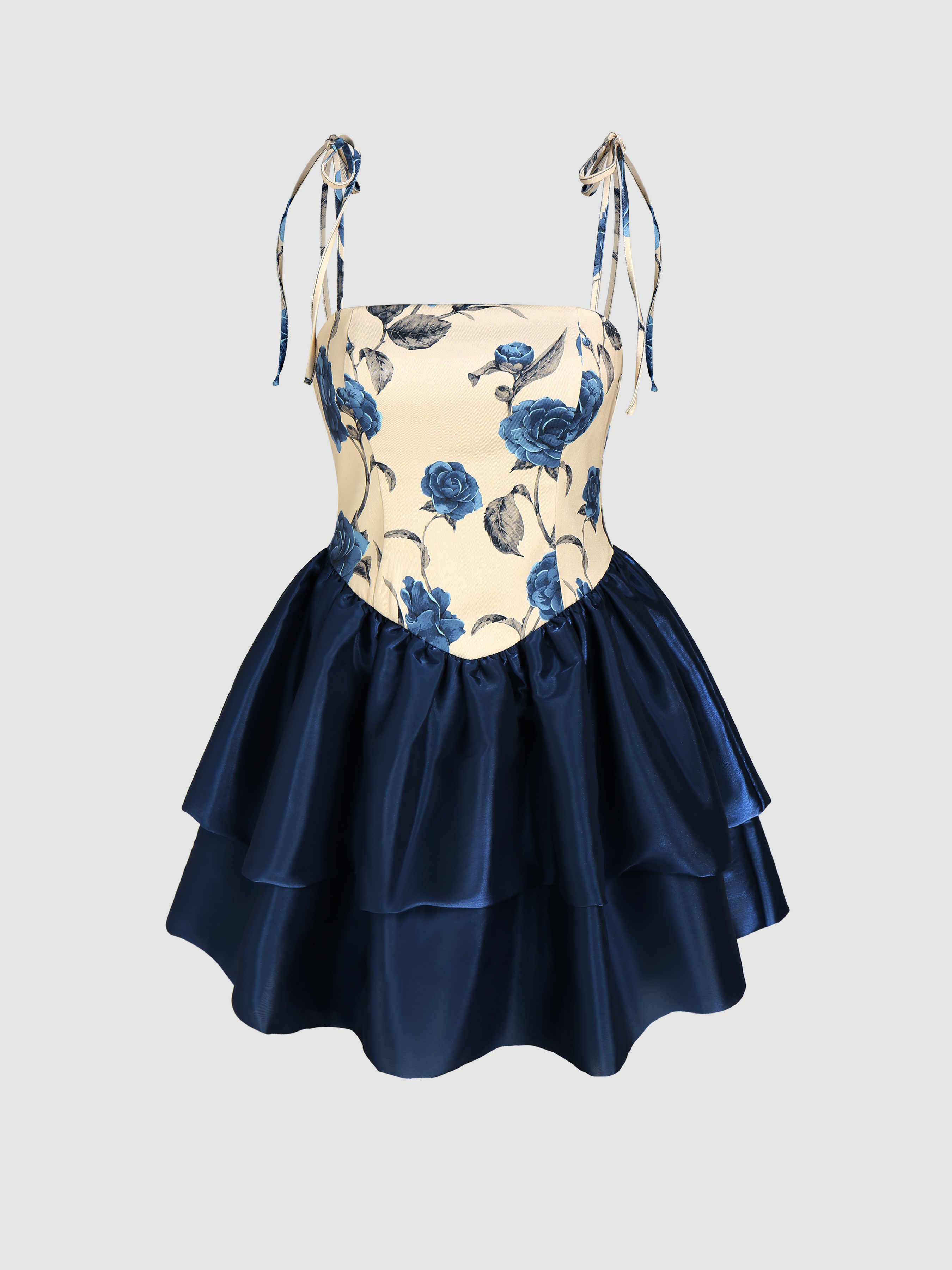 Floral Tie Shoulder Mini Dress Cider