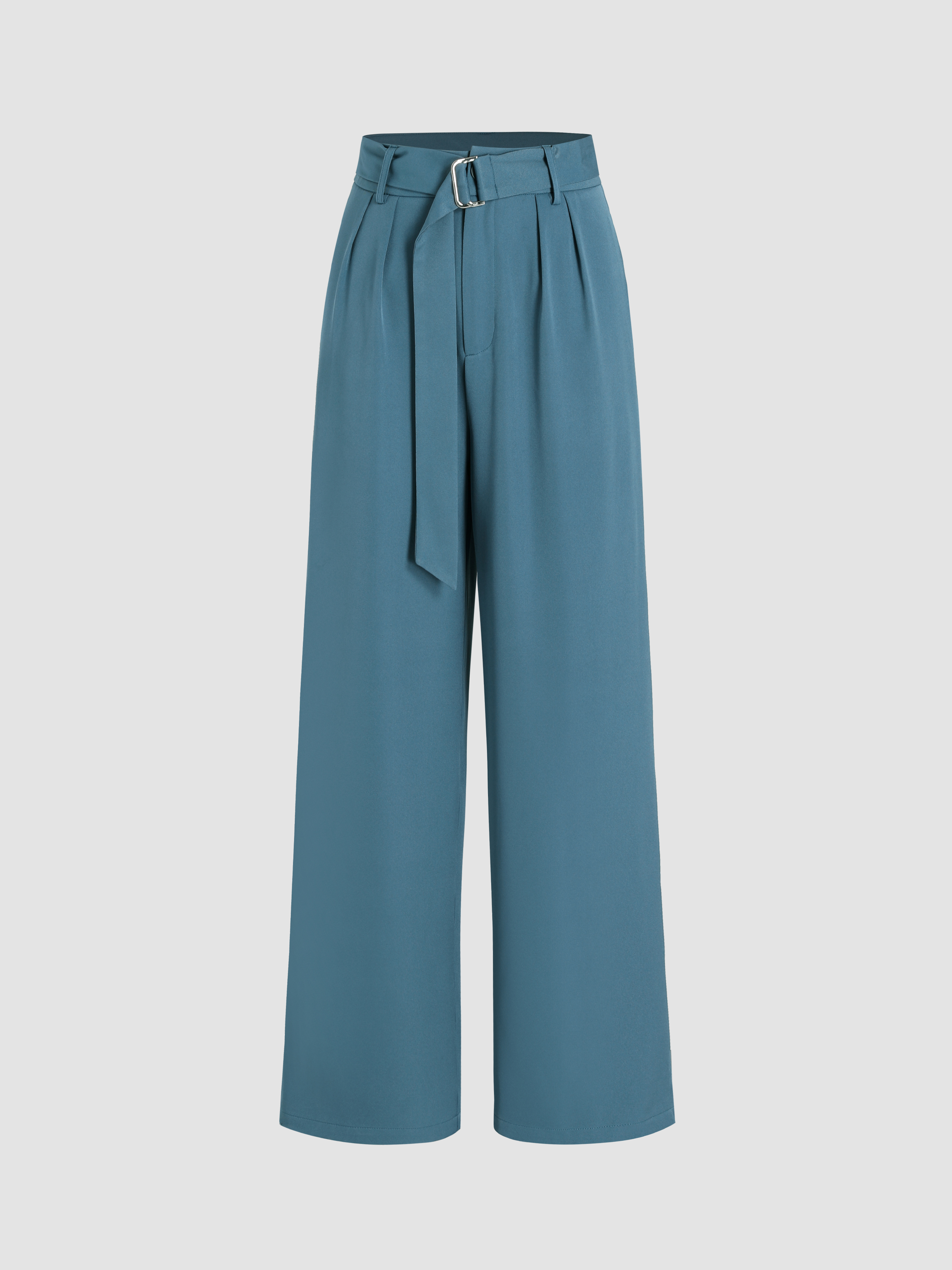 Solid Straight Leg Pants With Belt - Cider