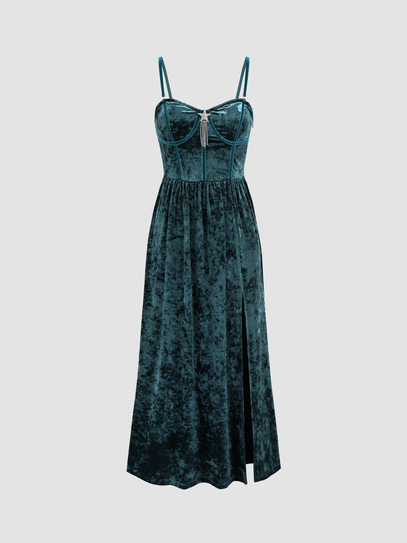 Robe longue avec corset en strass