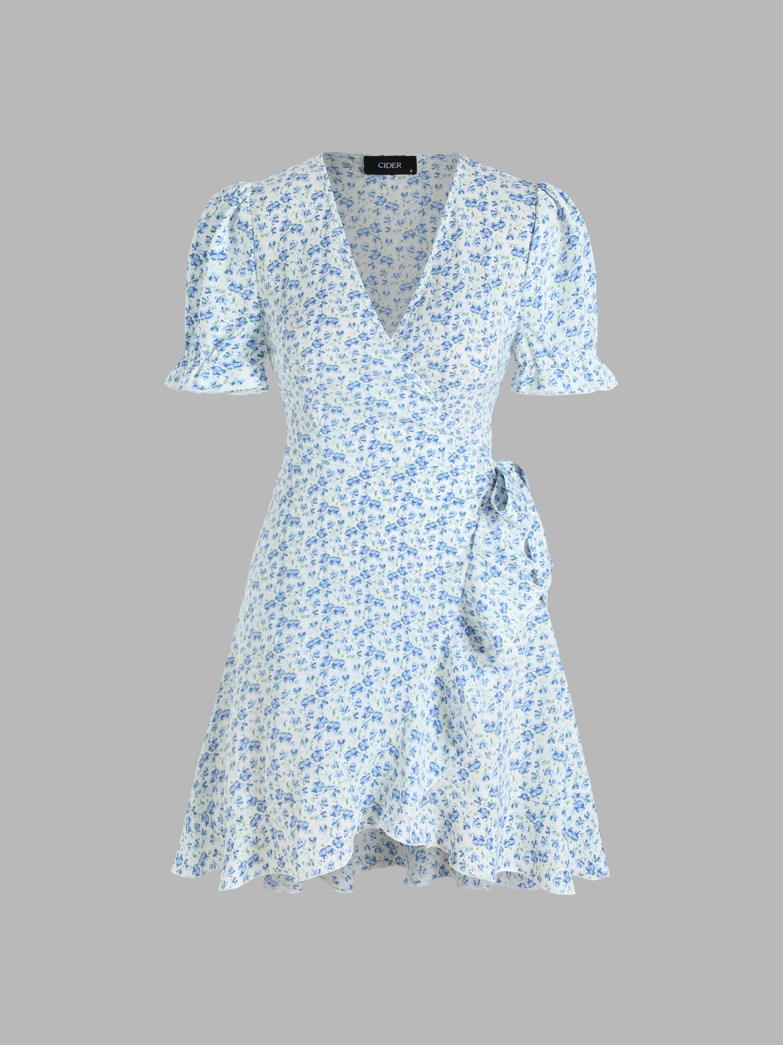 Ditsy Floral VNeck Wrap Dress Cider