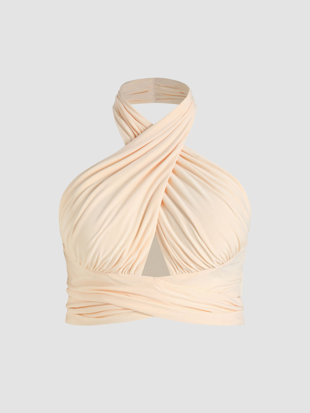 Solid Crossover Halter Tank Top Curve & Plus