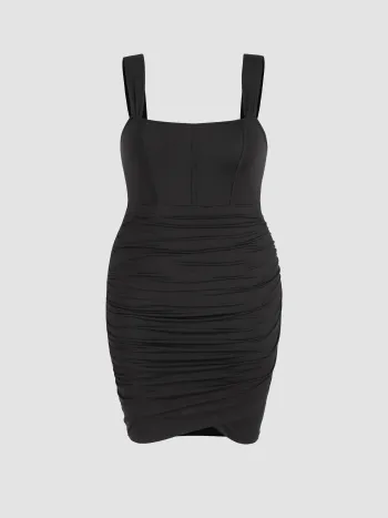 Solid Minikleid mit Rüschen Kurve & Plus