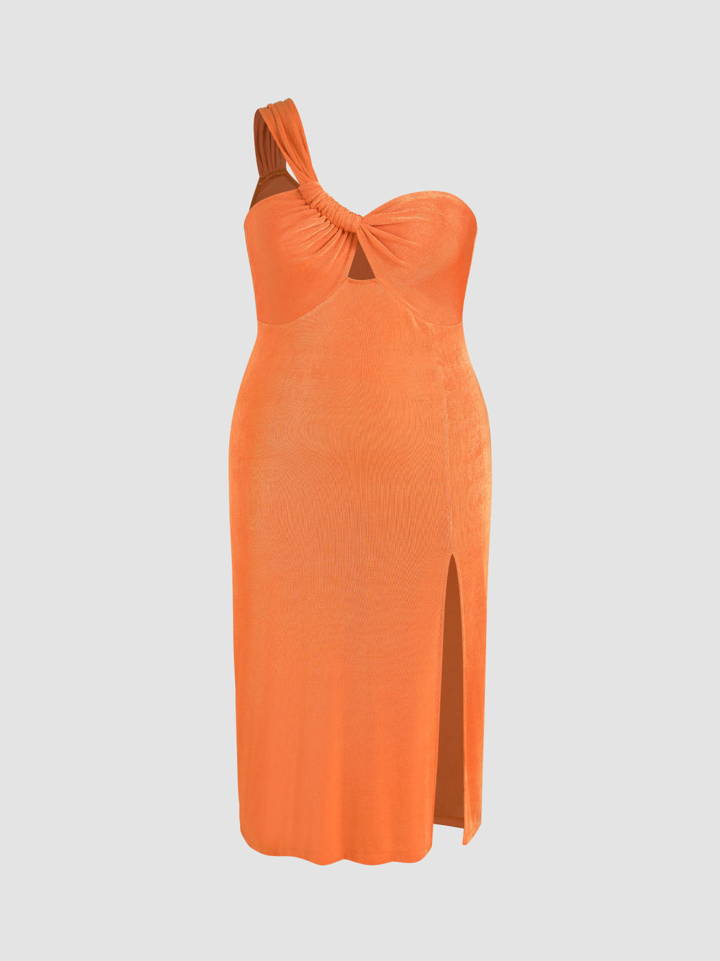 Solid One-Shoulder Midi Dress Curve & Plus