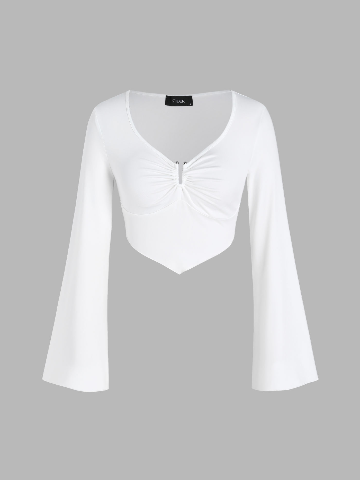 U-Ring Detail Solid Long Sleeve Top