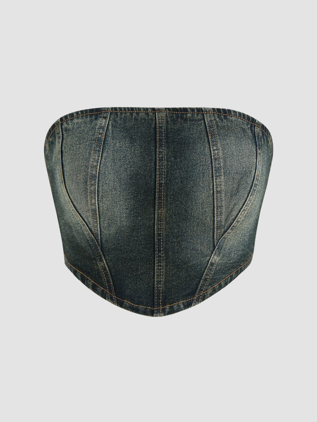 Stitch Denim Tube Top - Cider