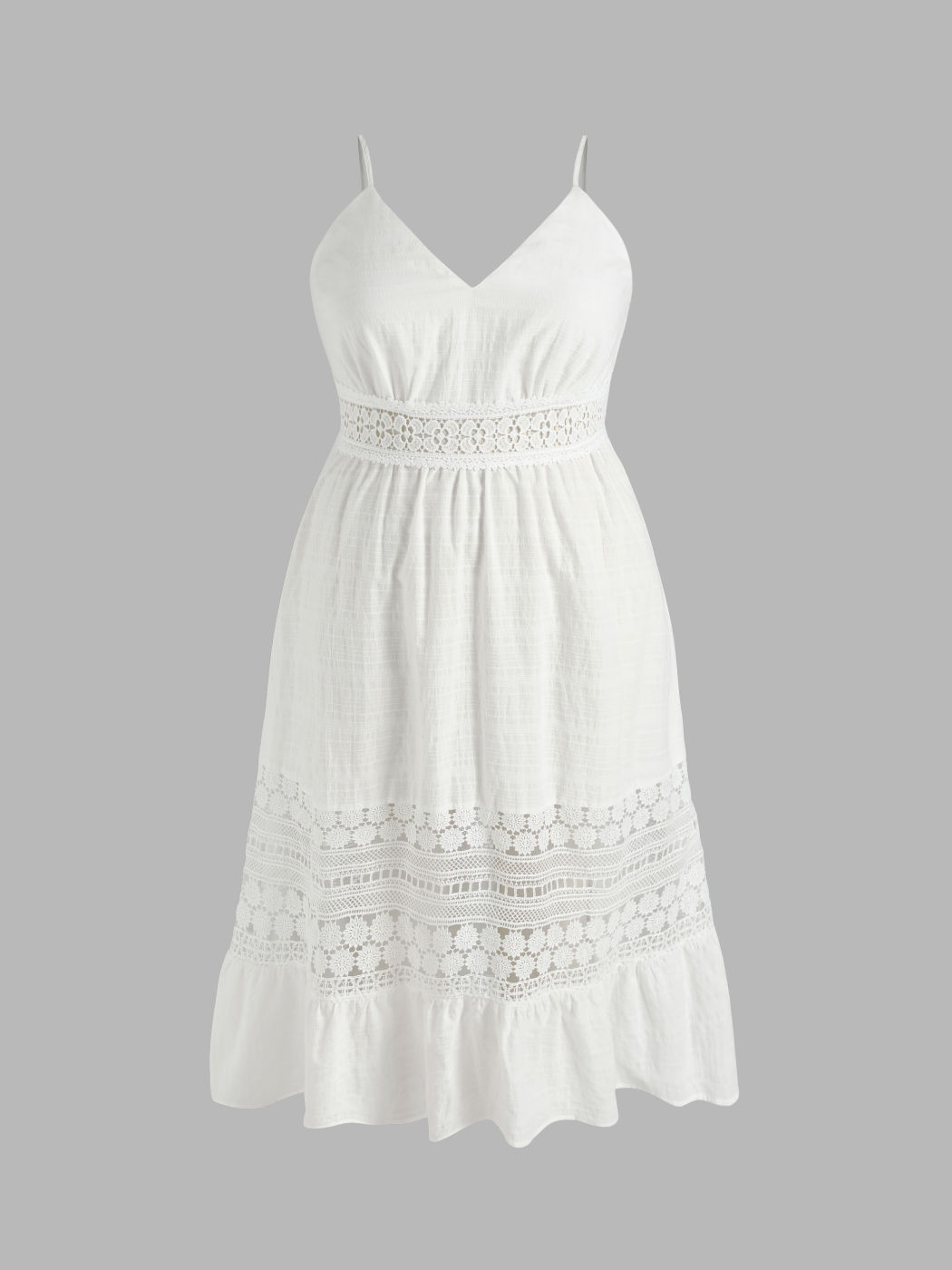 Floral Lace Hollow Out Midi Dress Curve & Plus