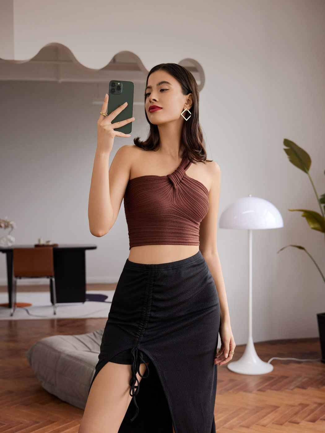 Espresso Martini One Shoulder Crop Top